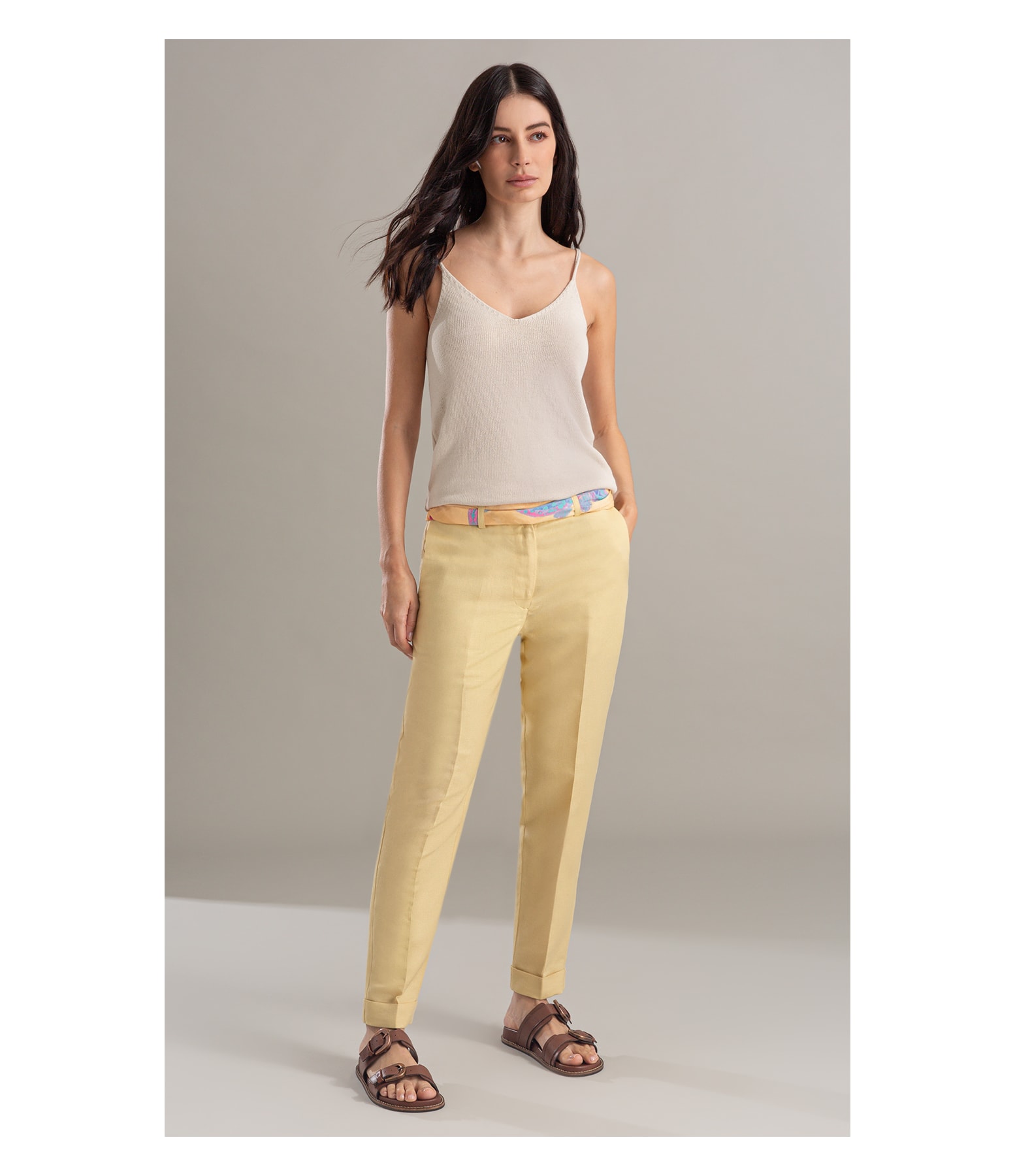 Calça Linho  Marseille Amarelo Claro