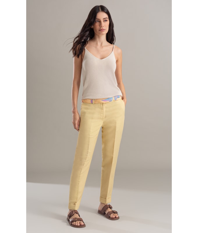 Calça Linho  Marseille Amarelo Claro