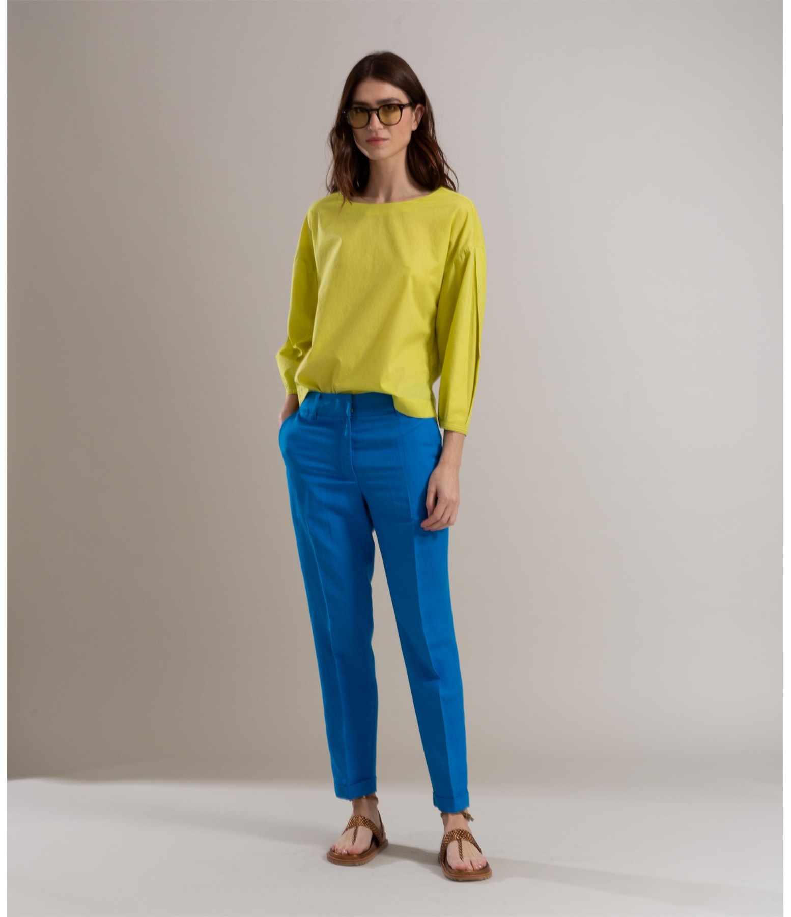 Calça Linho  Marseille Azul Bic