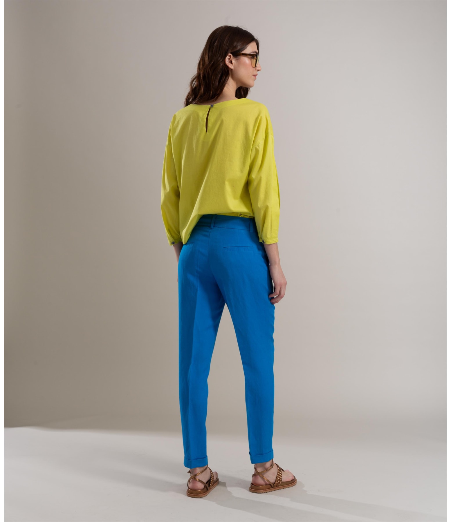 Calça Linho  Marseille Azul Bic