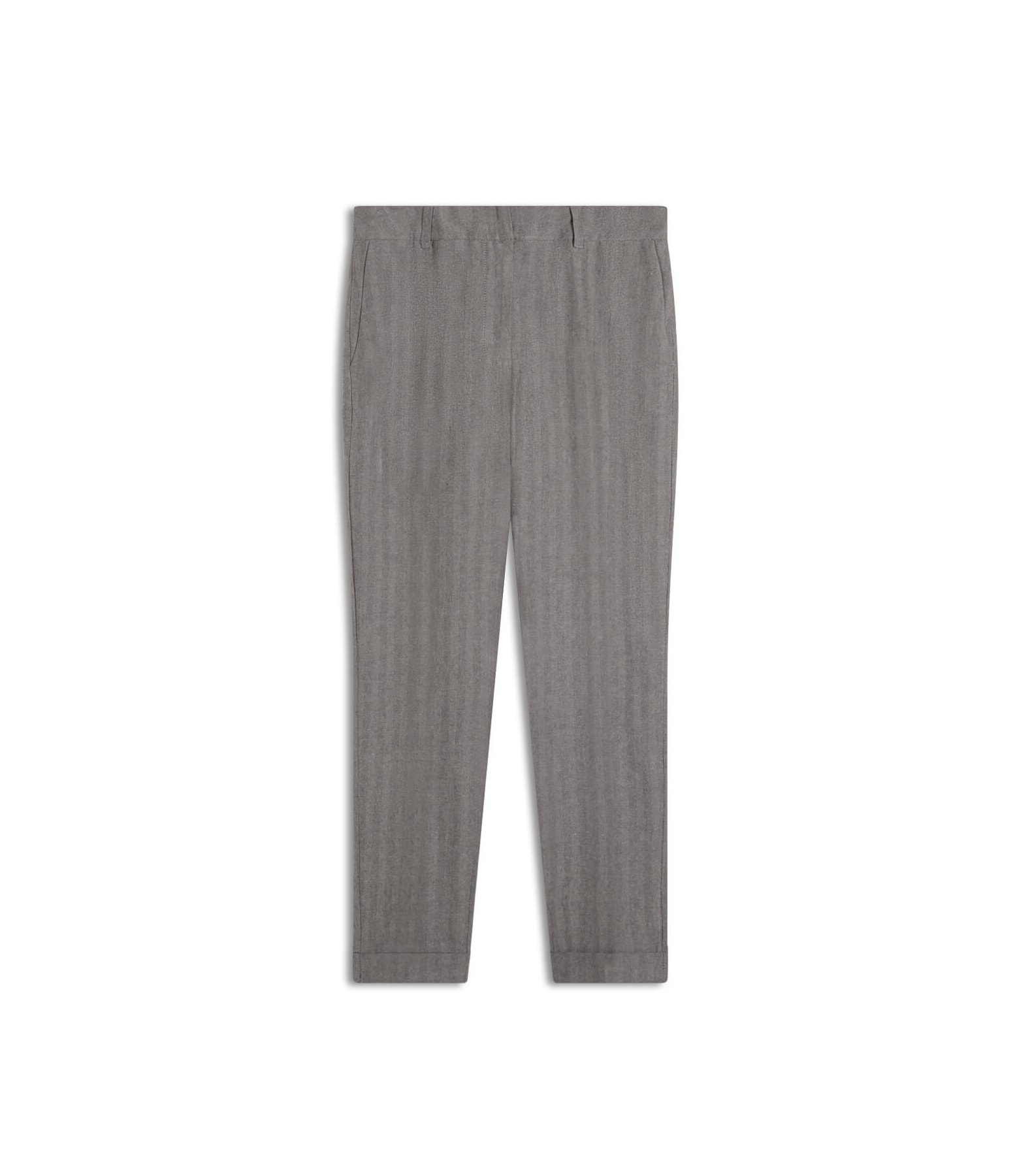 Calça Linho  Marseille Chevil Chumbo Mescla