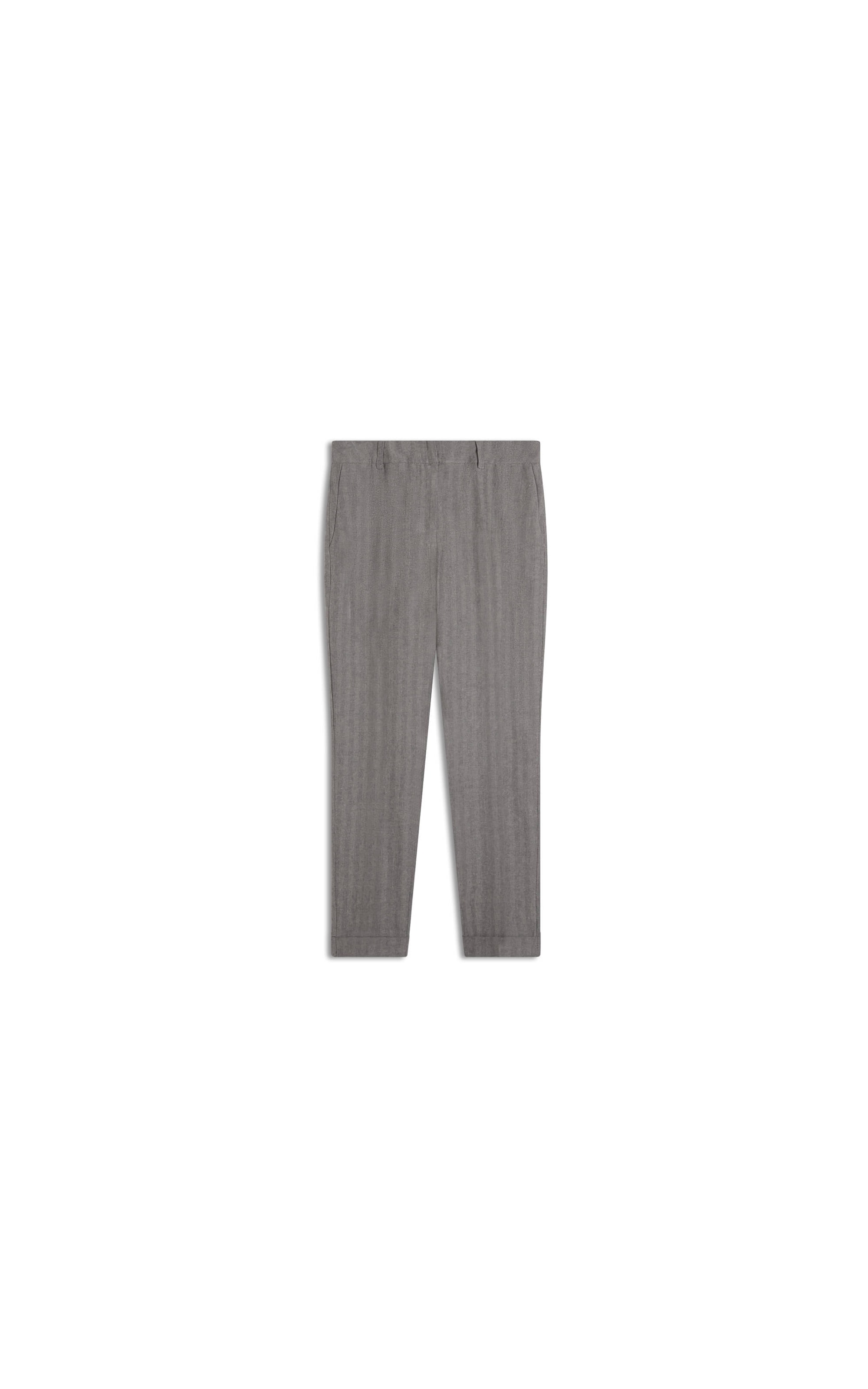 Calça Linho  Marseille Chevil Chumbo Mescla