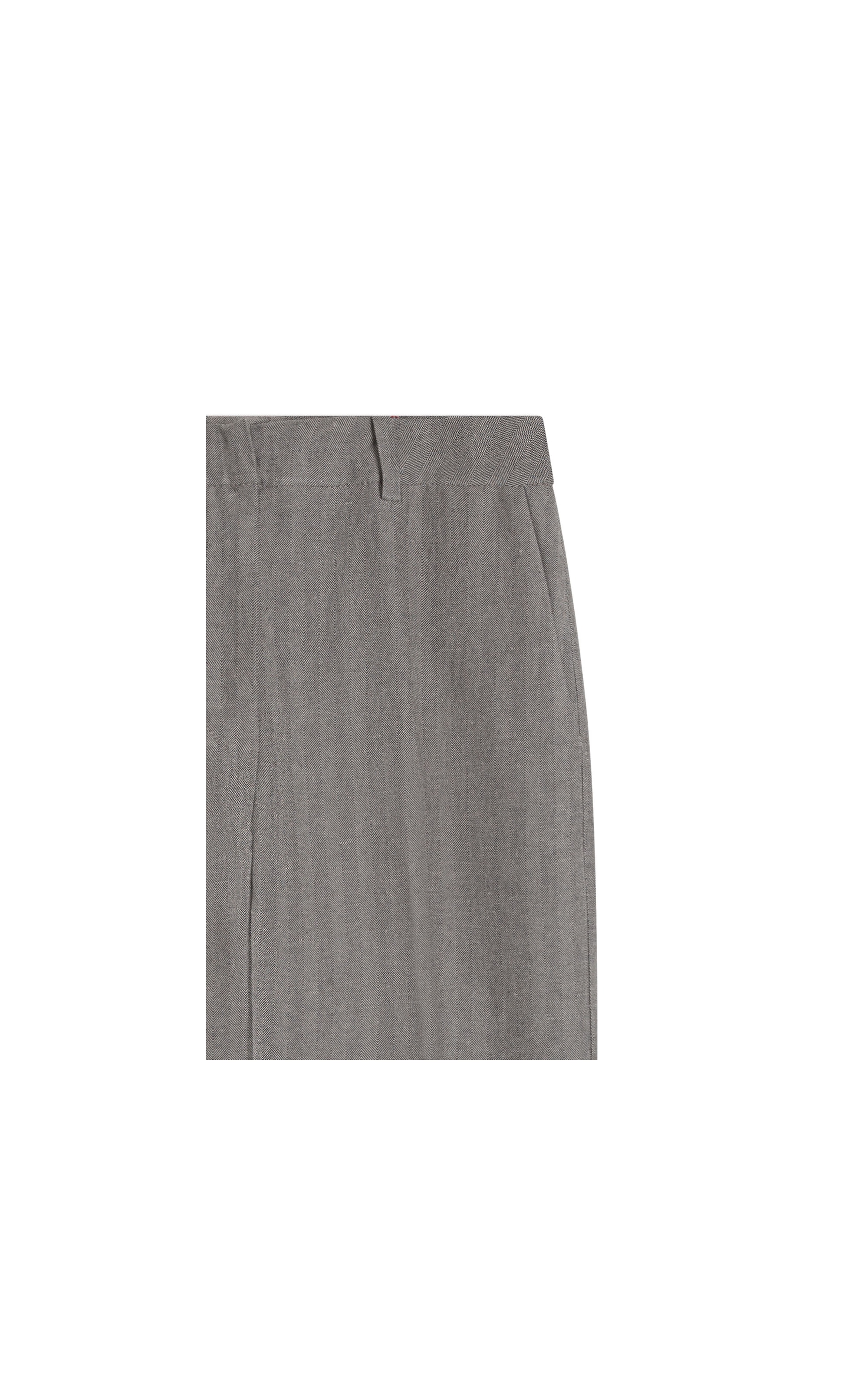 Calça Linho  Marseille Chevil Chumbo Mescla