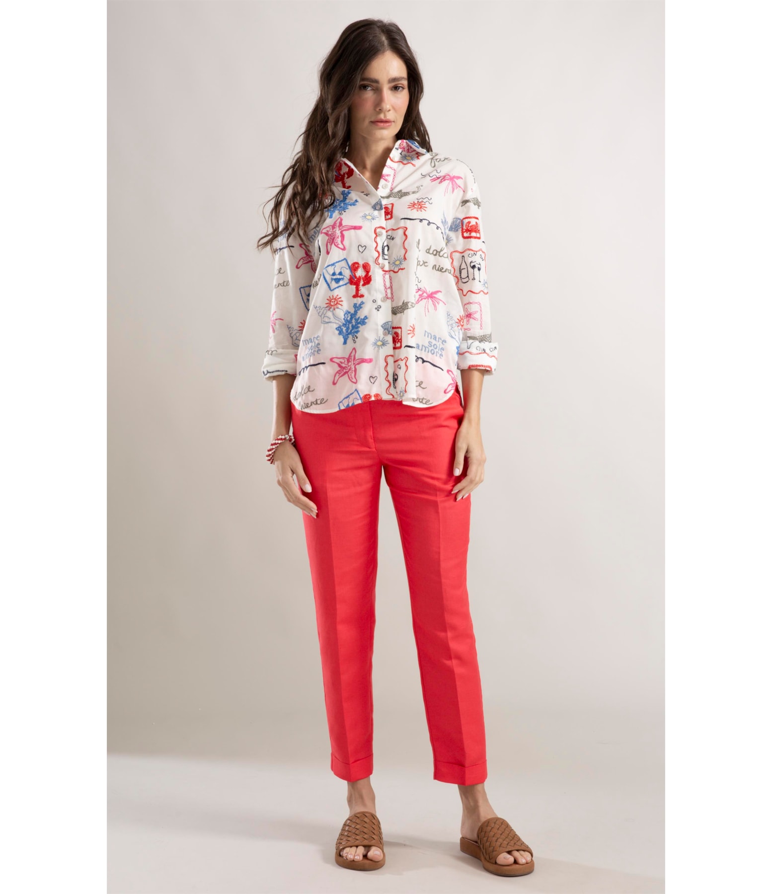 Calça Linho  Marseille Coral