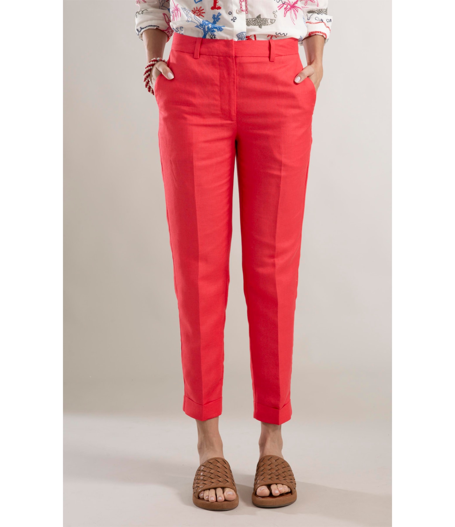 Calça Linho  Marseille Coral