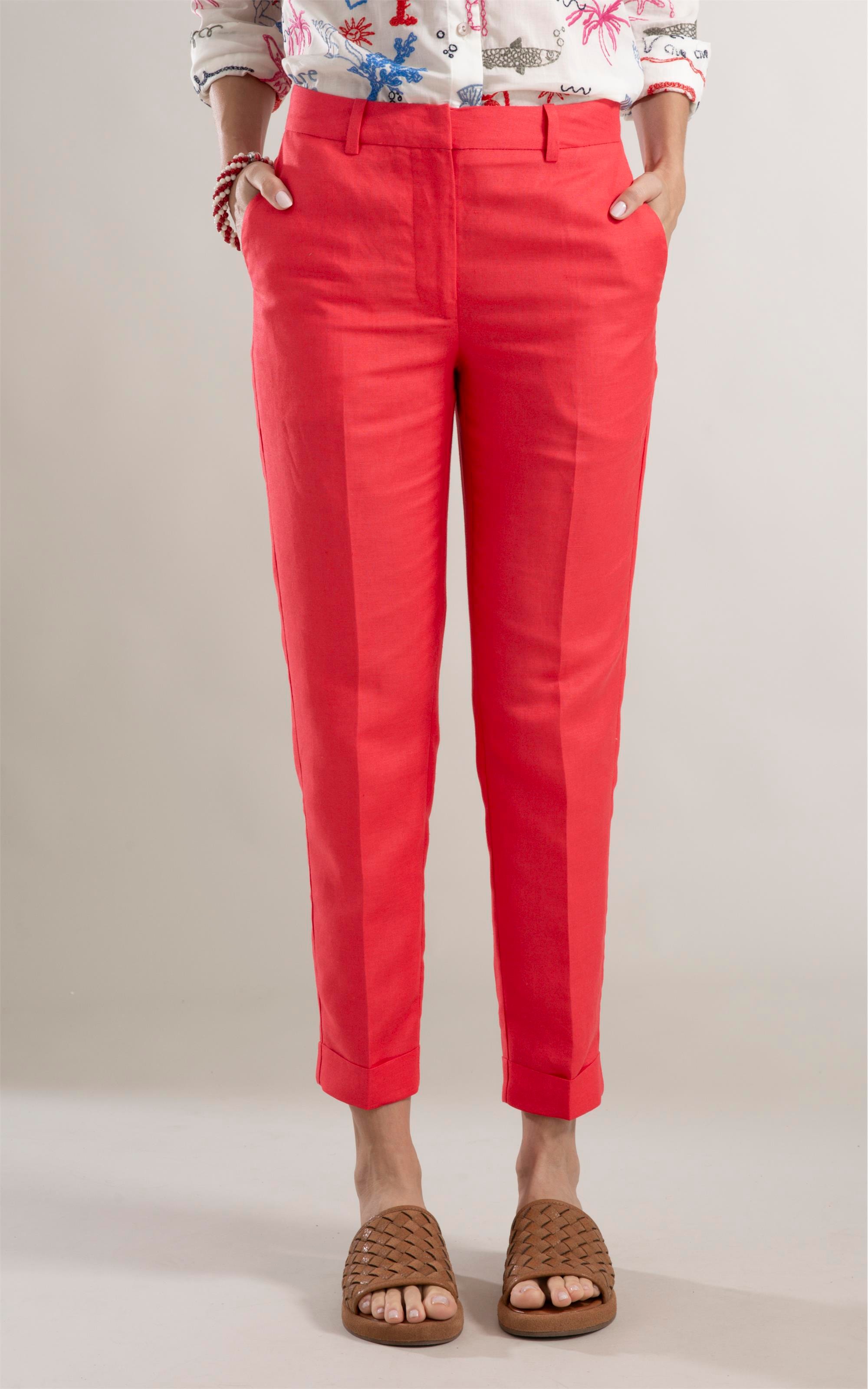 Calça Linho  Marseille Coral