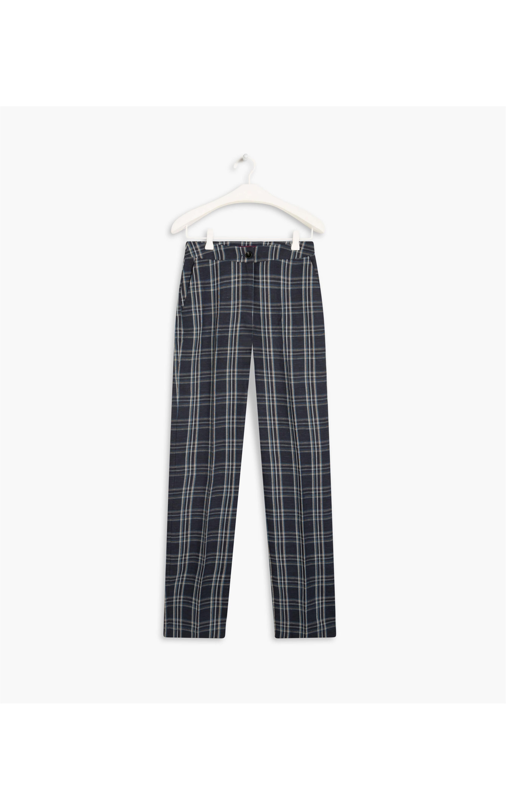 Calça Linho  New Barik Checks Dark Navy