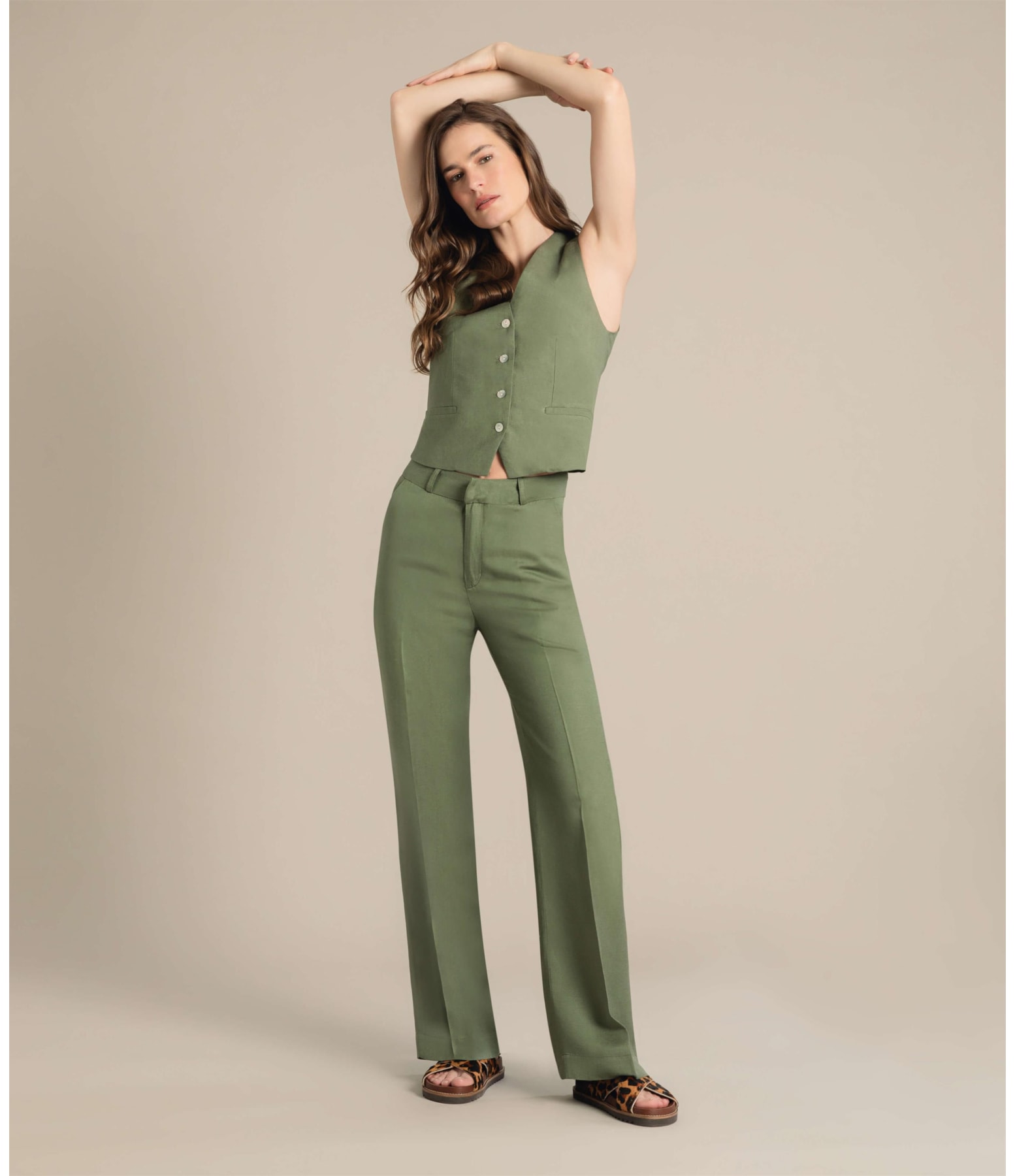 Calça Linho   New Barik Verde Militar
