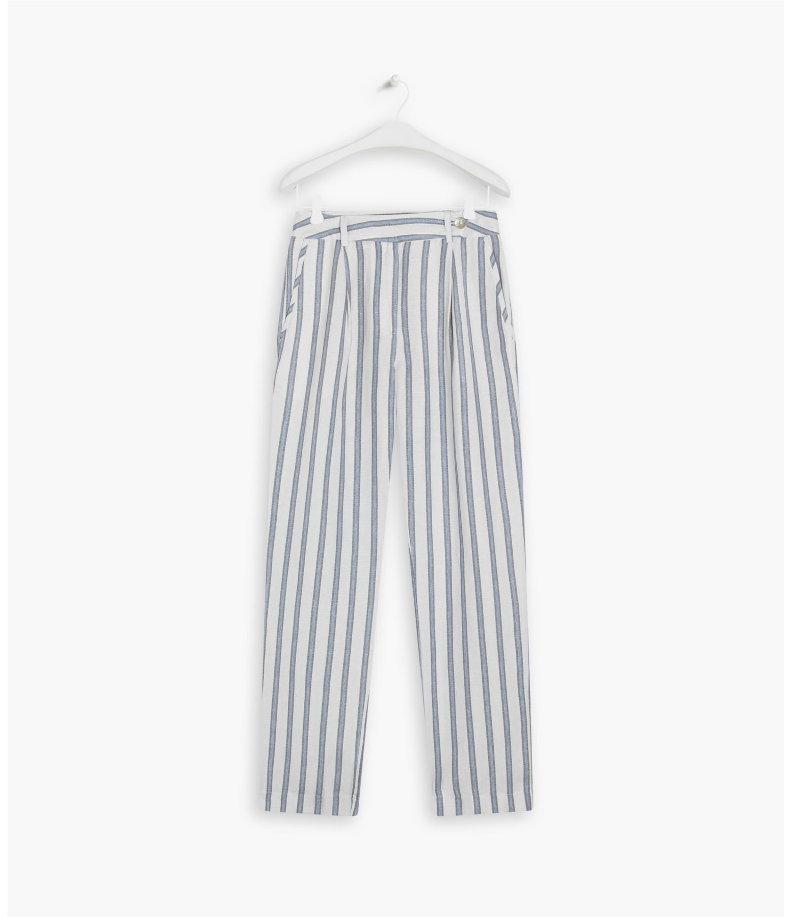 Calça Linho Nori  Striped Azul Chofer