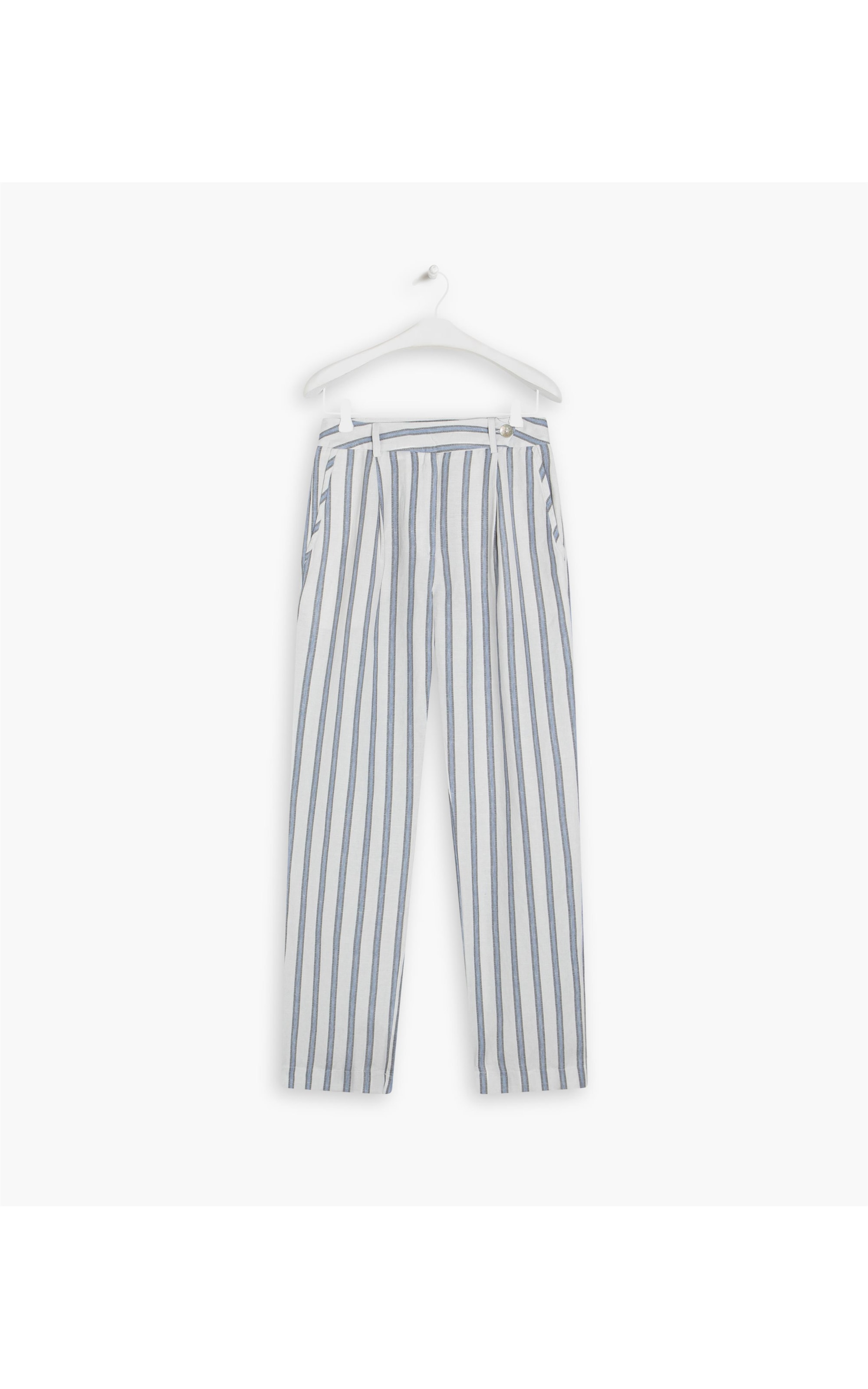 Calça Linho Nori  Striped Azul Chofer