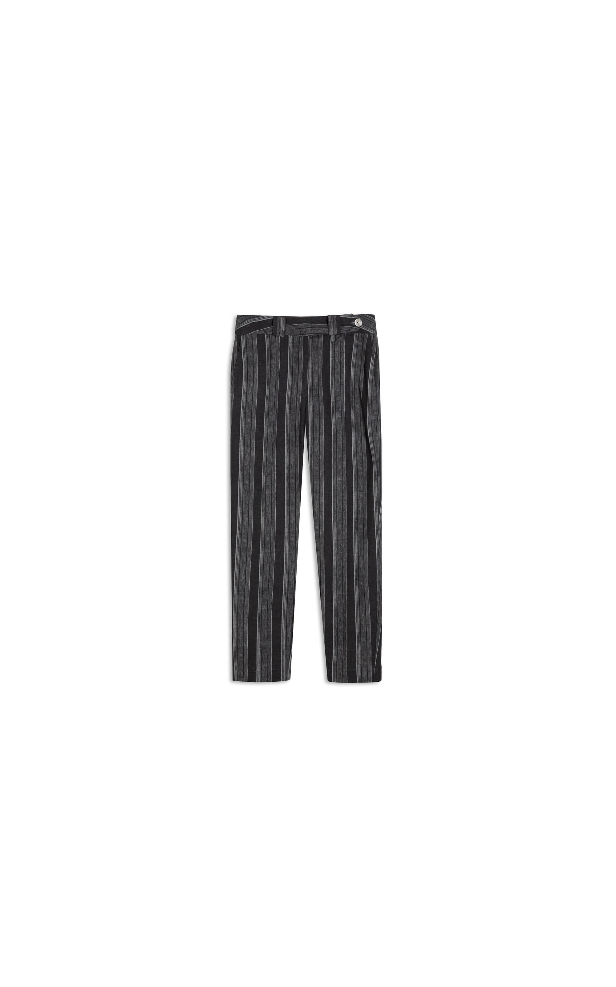 Calça Linho  Nori Striped Preto