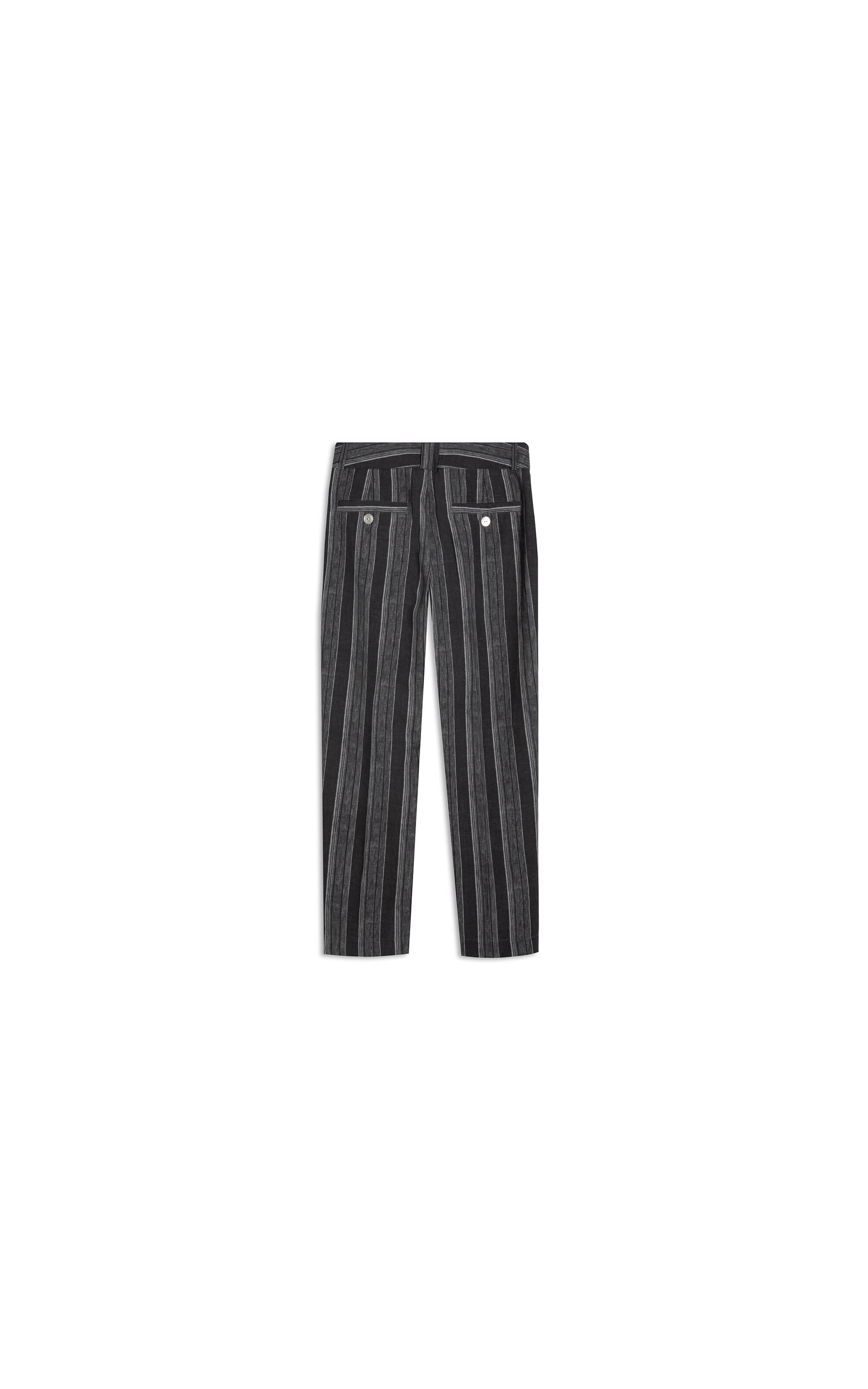 Calça Linho  Nori Striped Preto