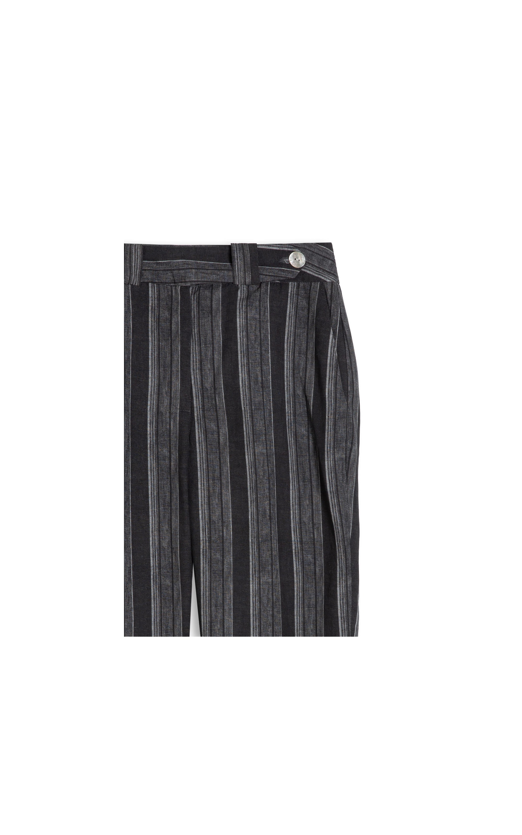 Calça Linho  Nori Striped Preto