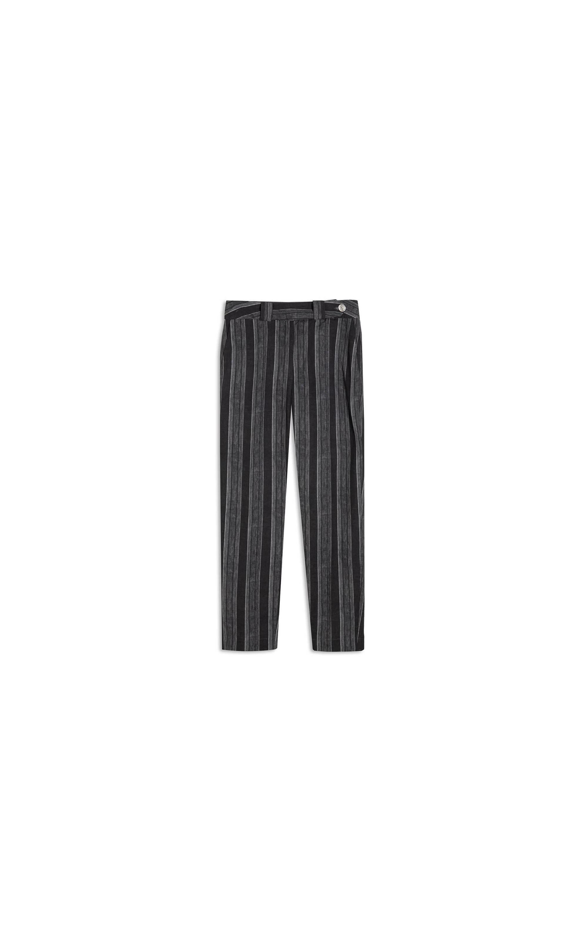 Calça Linho  Nori Striped Preto