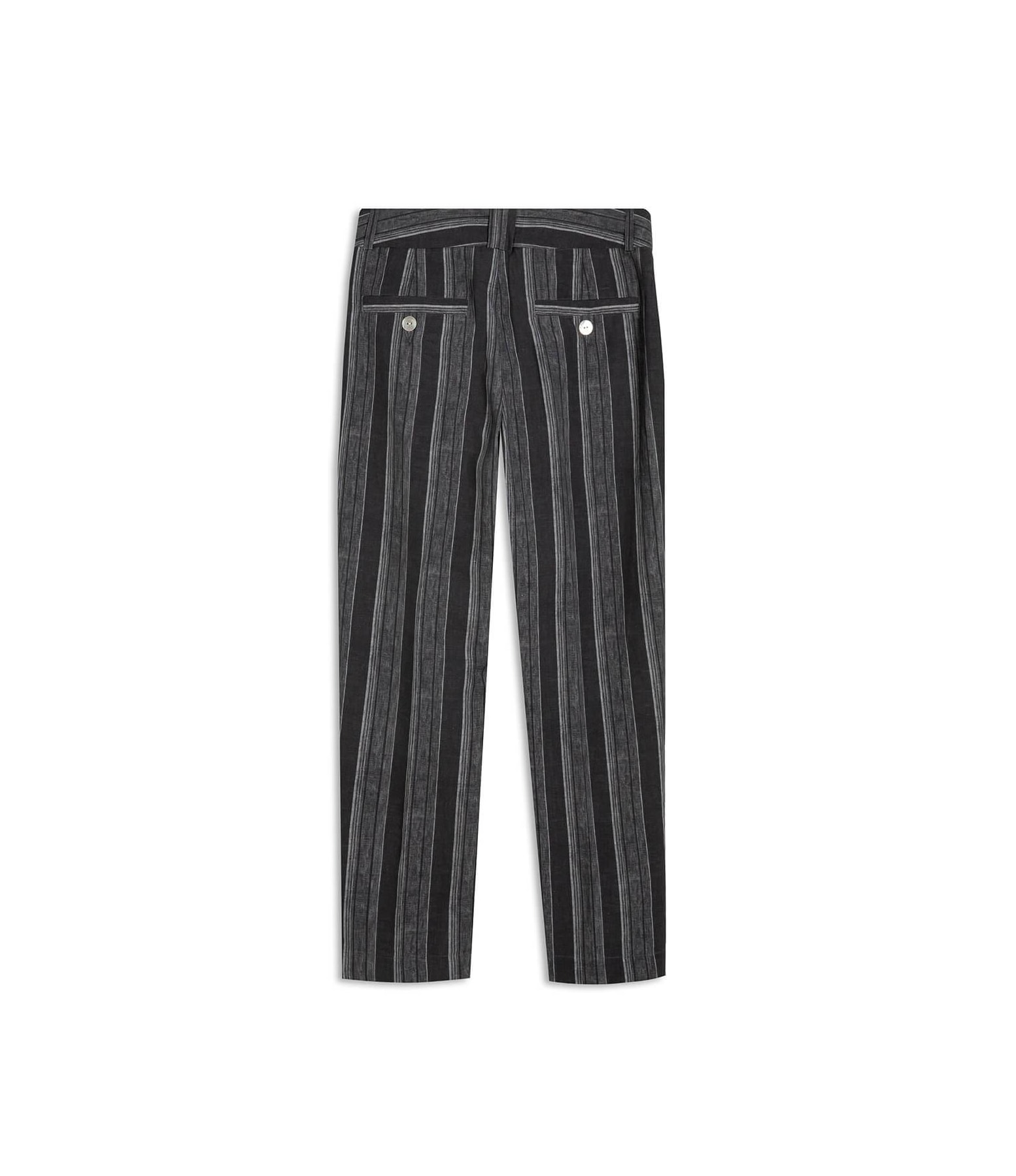Calça Linho  Nori Striped Preto