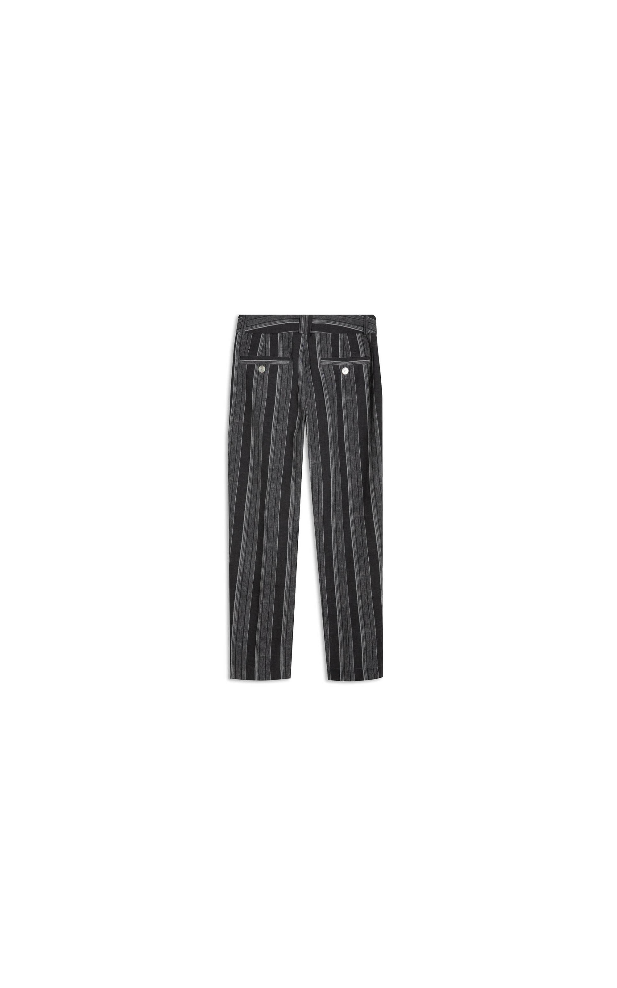 Calça Linho  Nori Striped Preto
