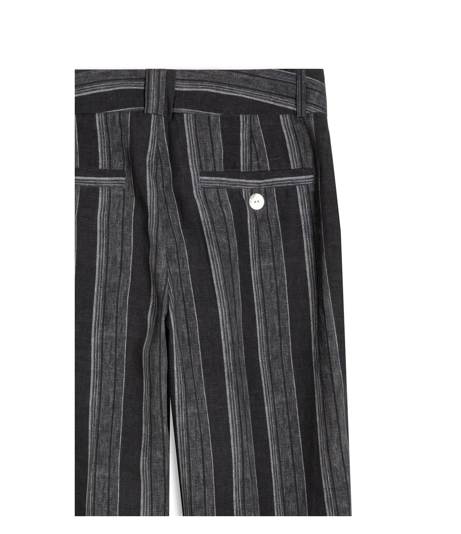 Calça Linho  Nori Striped Preto