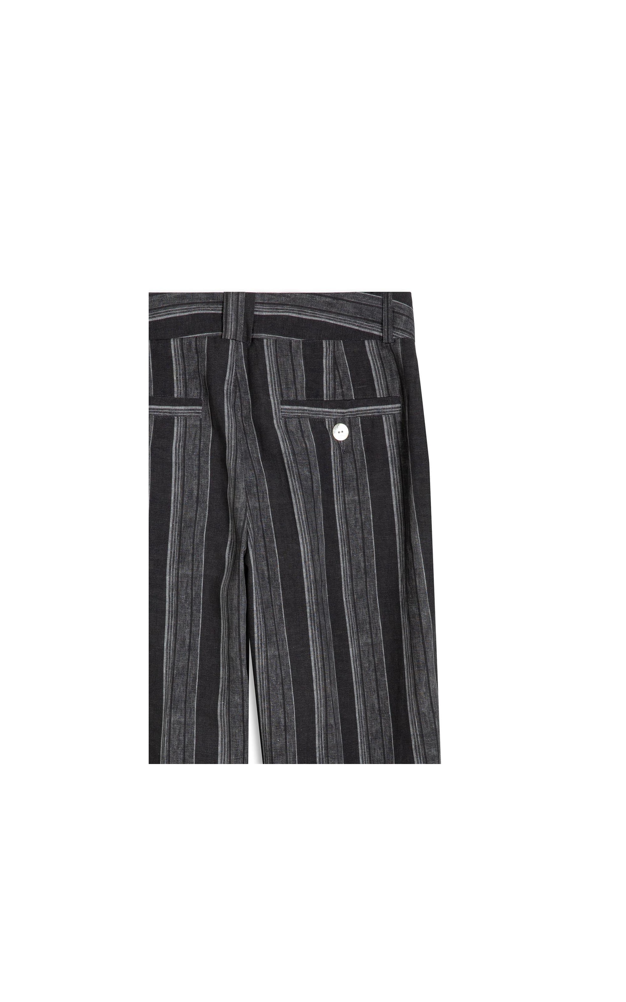 Calça Linho  Nori Striped Preto