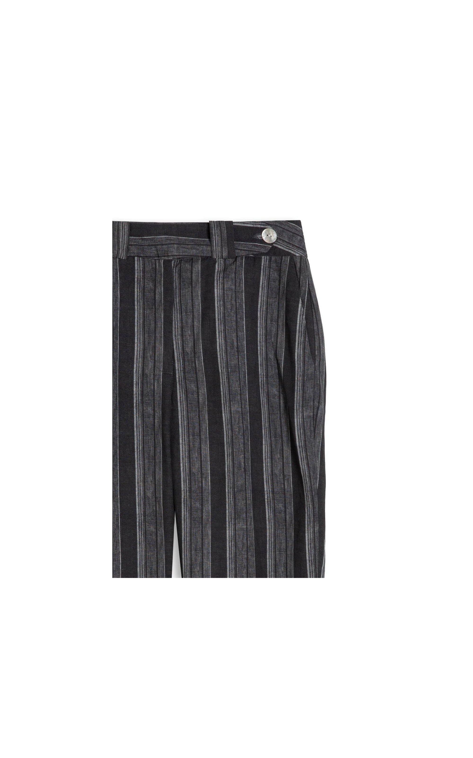 Calça Linho  Nori Striped Preto