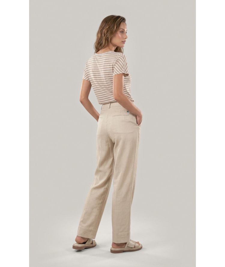Calça Linho  Reta Bege