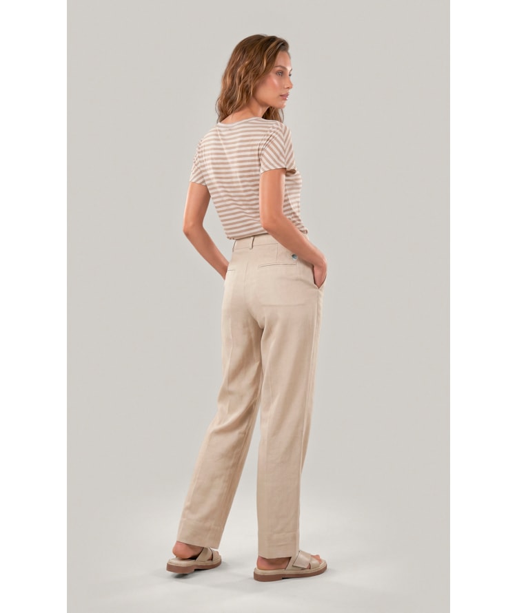 Calça Linho  Reta Bege