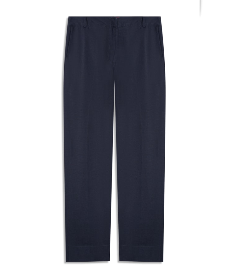 Calça Linho  Reta Dark Navy