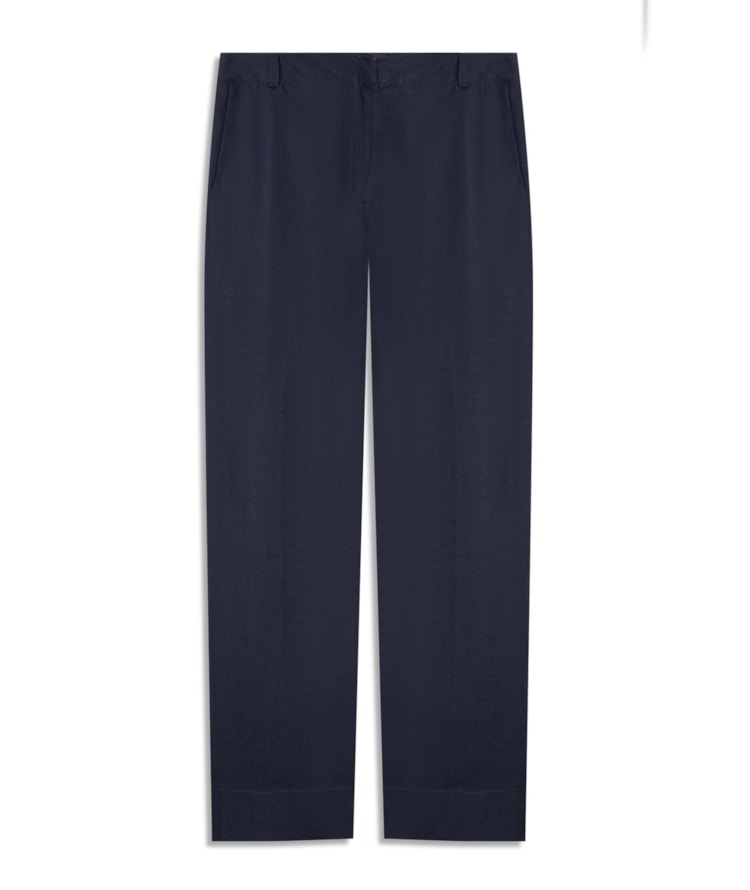 Calça Linho  Reta Dark Navy