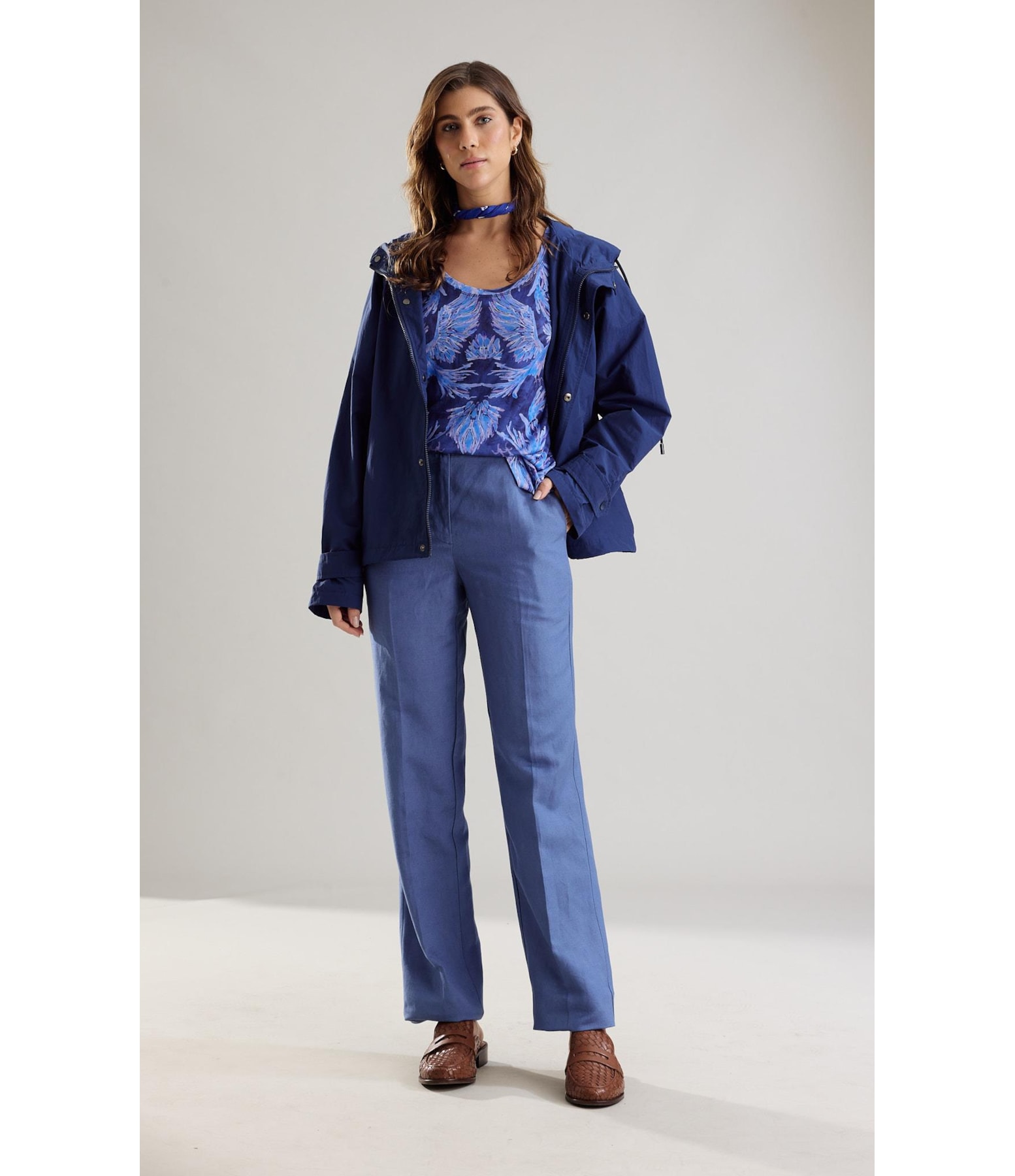 Calça Linho  Reta Petroleo