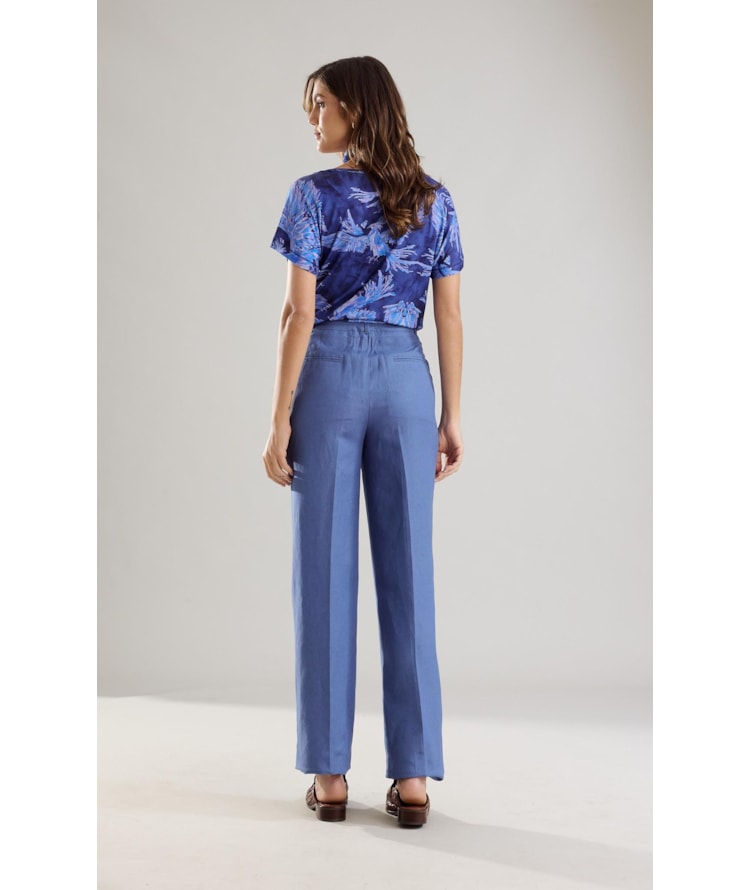 Calça Linho  Reta Petroleo