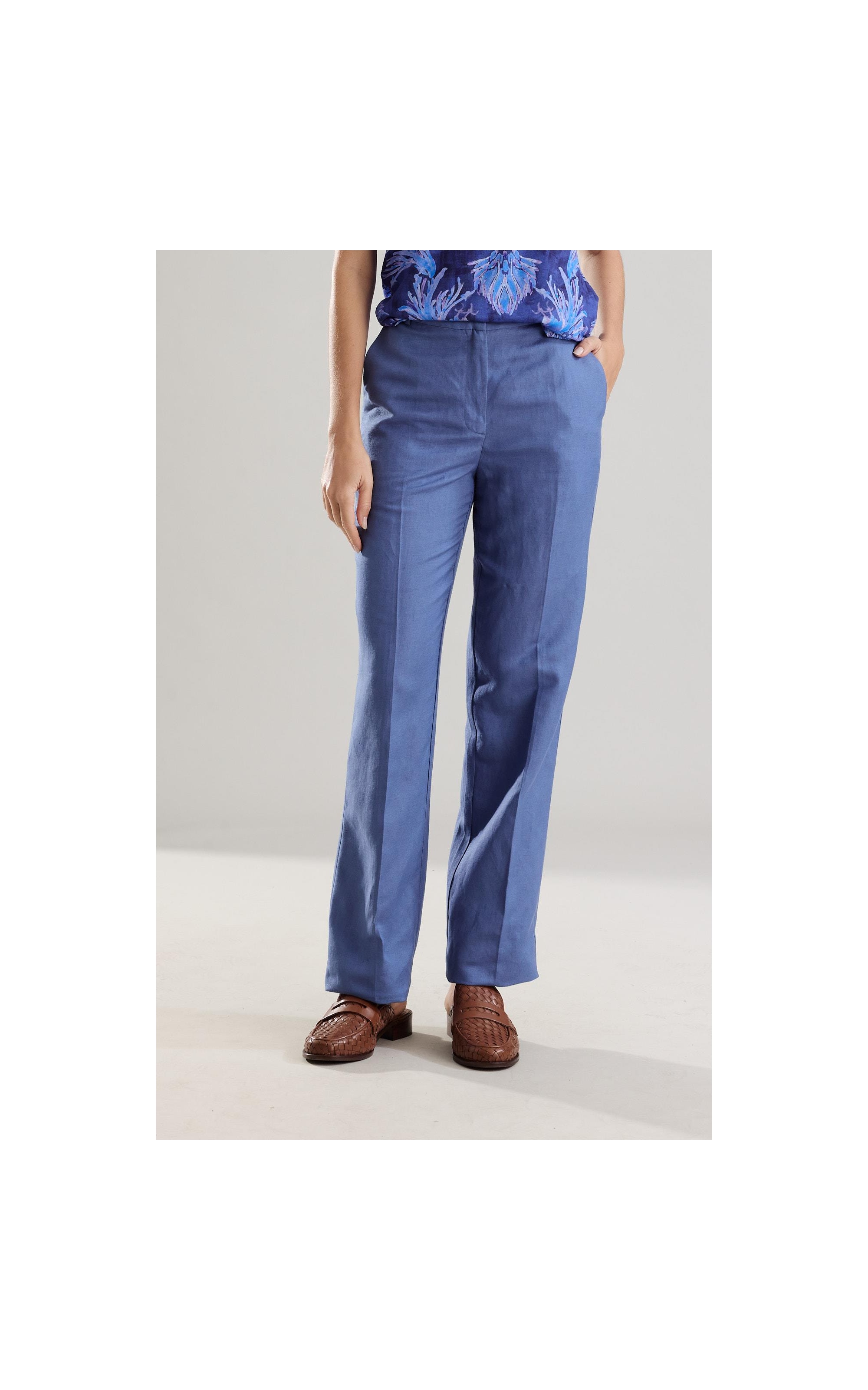 Calça Linho  Reta Petroleo