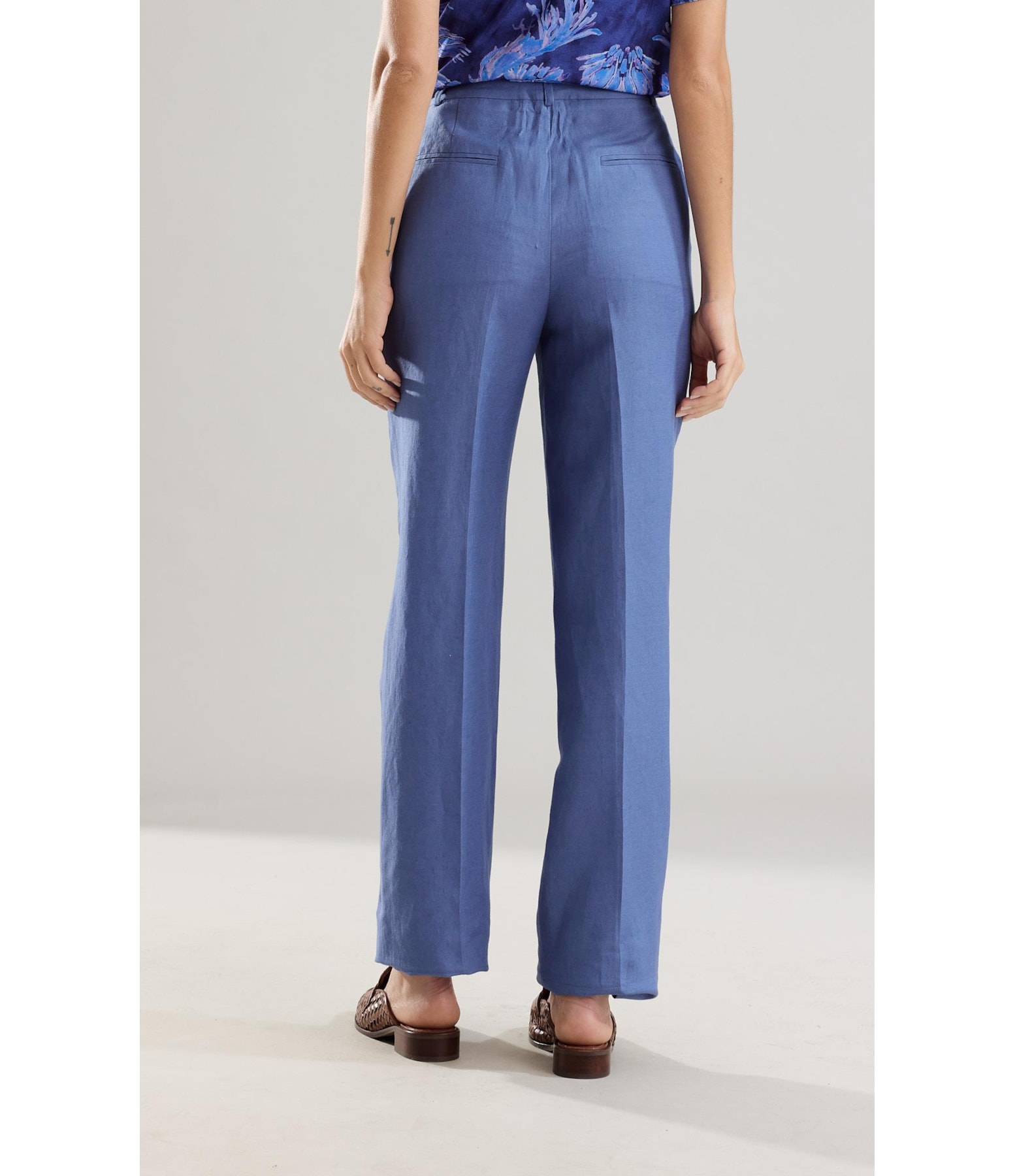 Calça Linho  Reta Petroleo