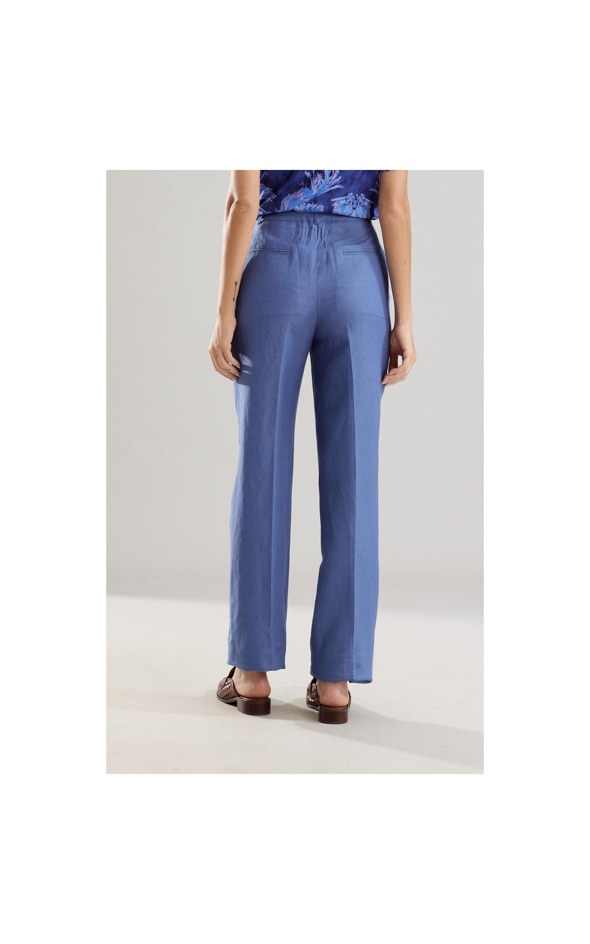 Calça Linho  Reta Petroleo