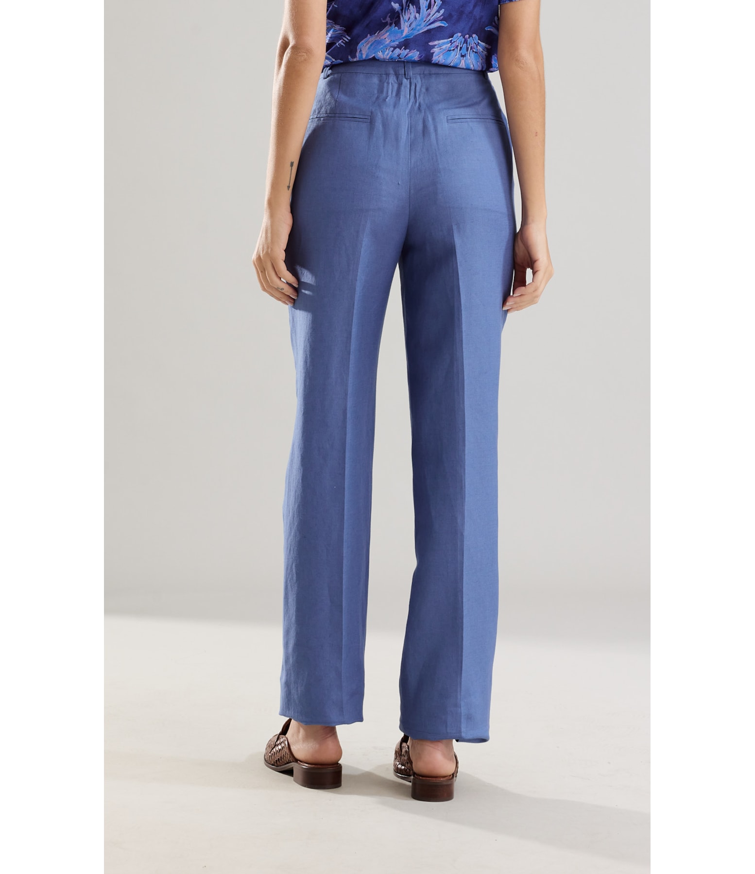 Calça Linho  Reta Petroleo