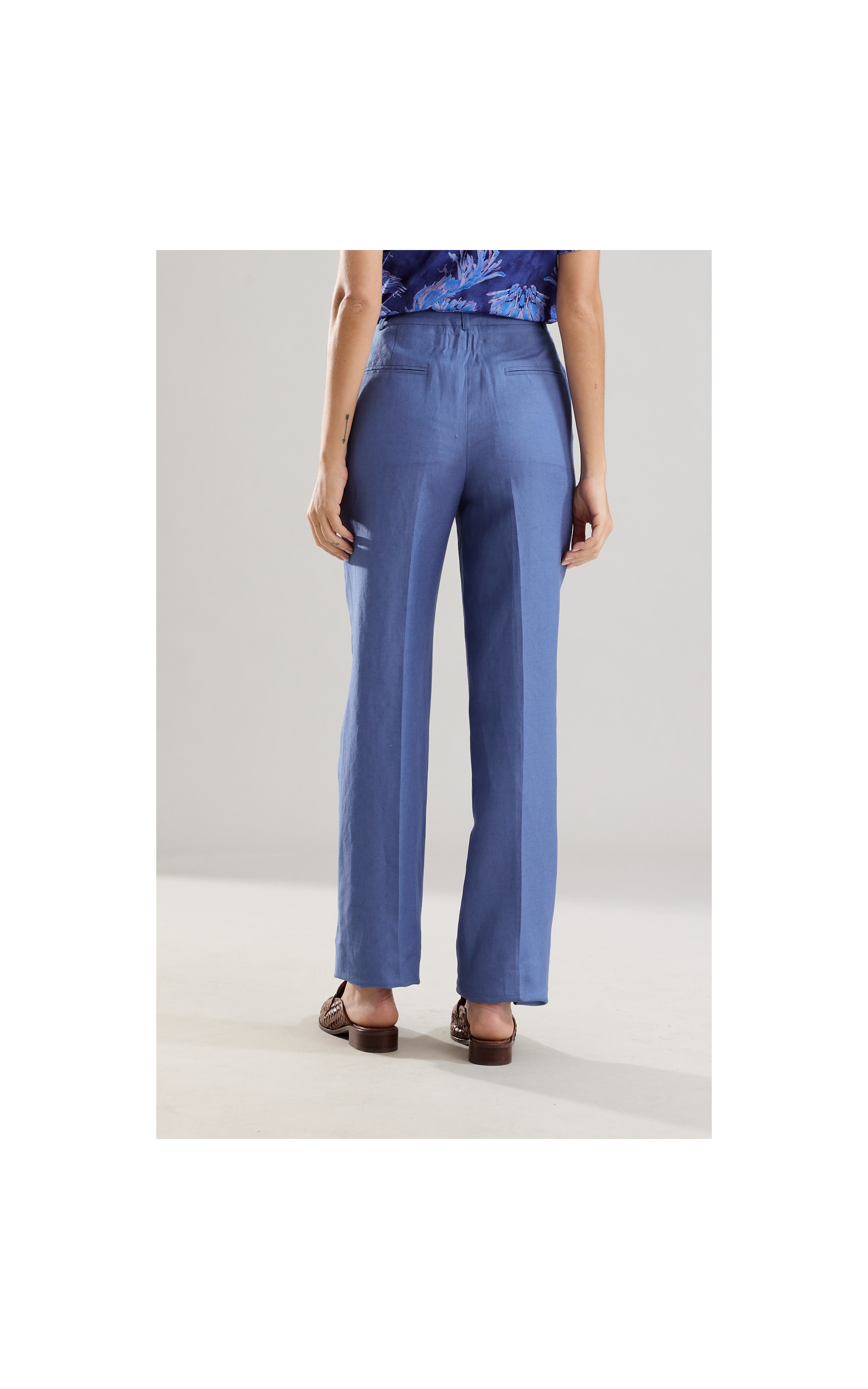 Calça Linho  Reta Petroleo