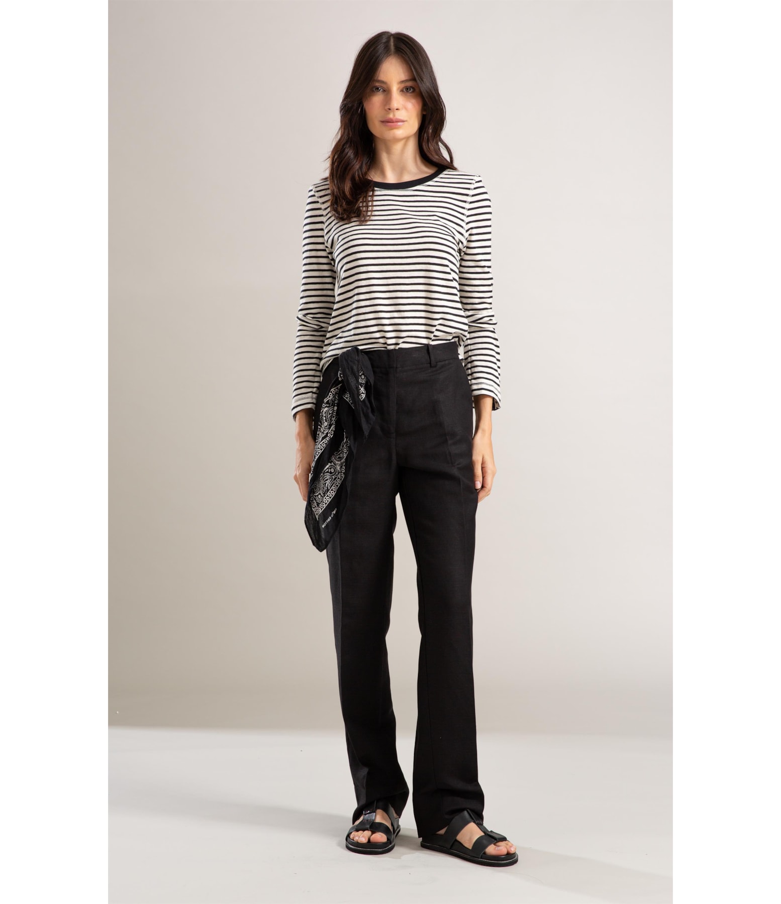 Calça Linho  Reta Preto