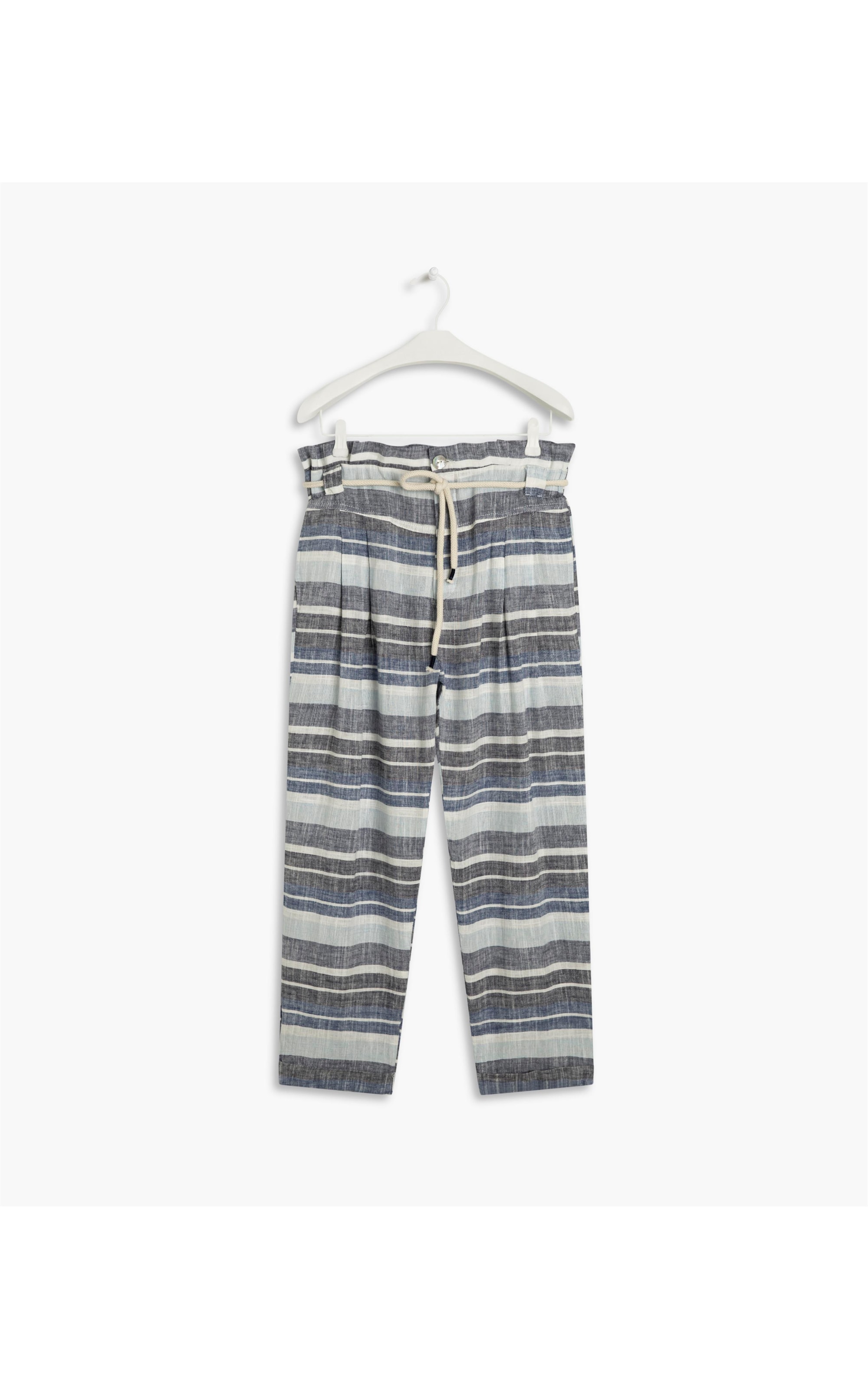Calça Linho  Sofia Sunny Stripe Azul Bic