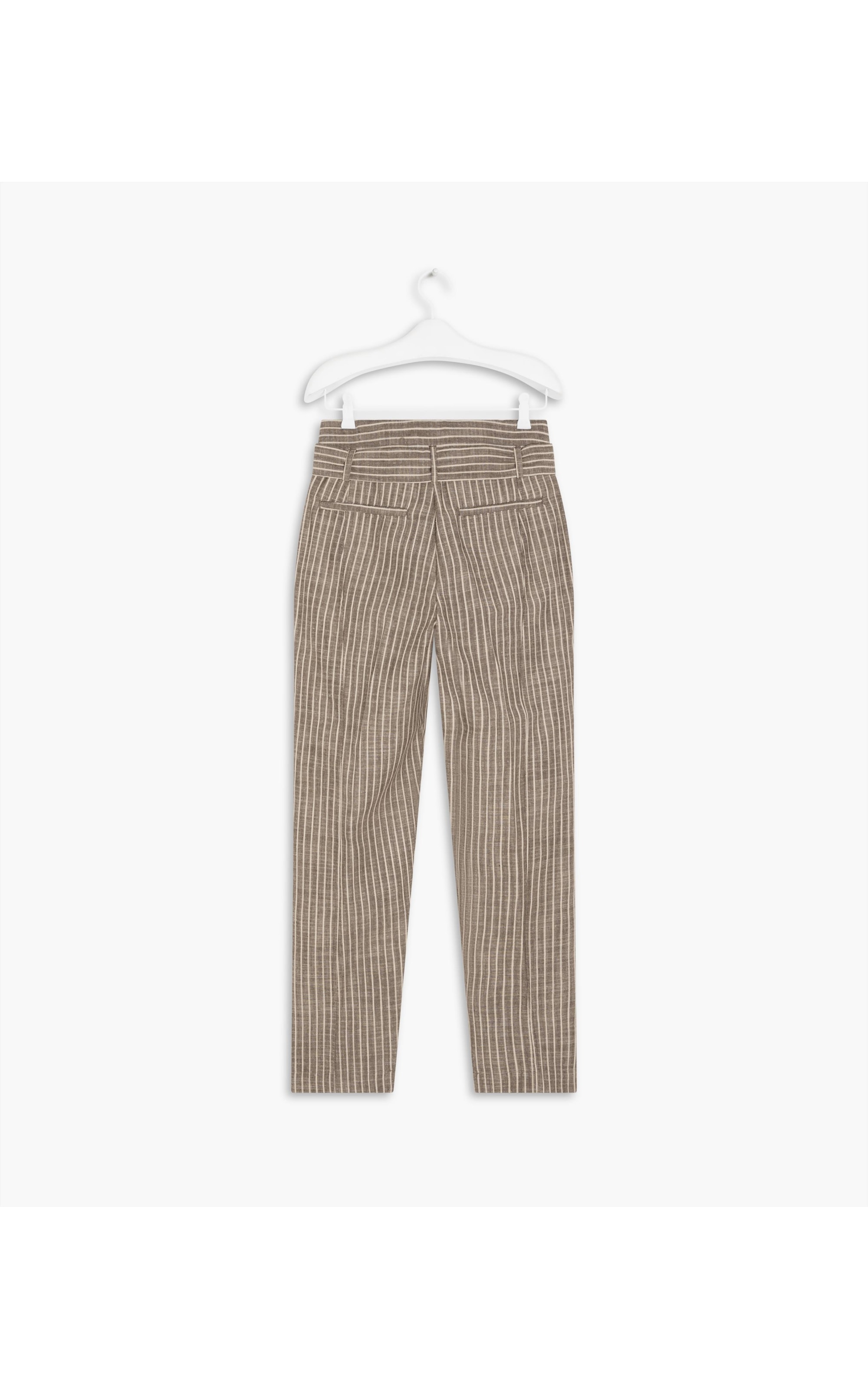 Calça Linho  Zaria Stripe  Ft Marrom