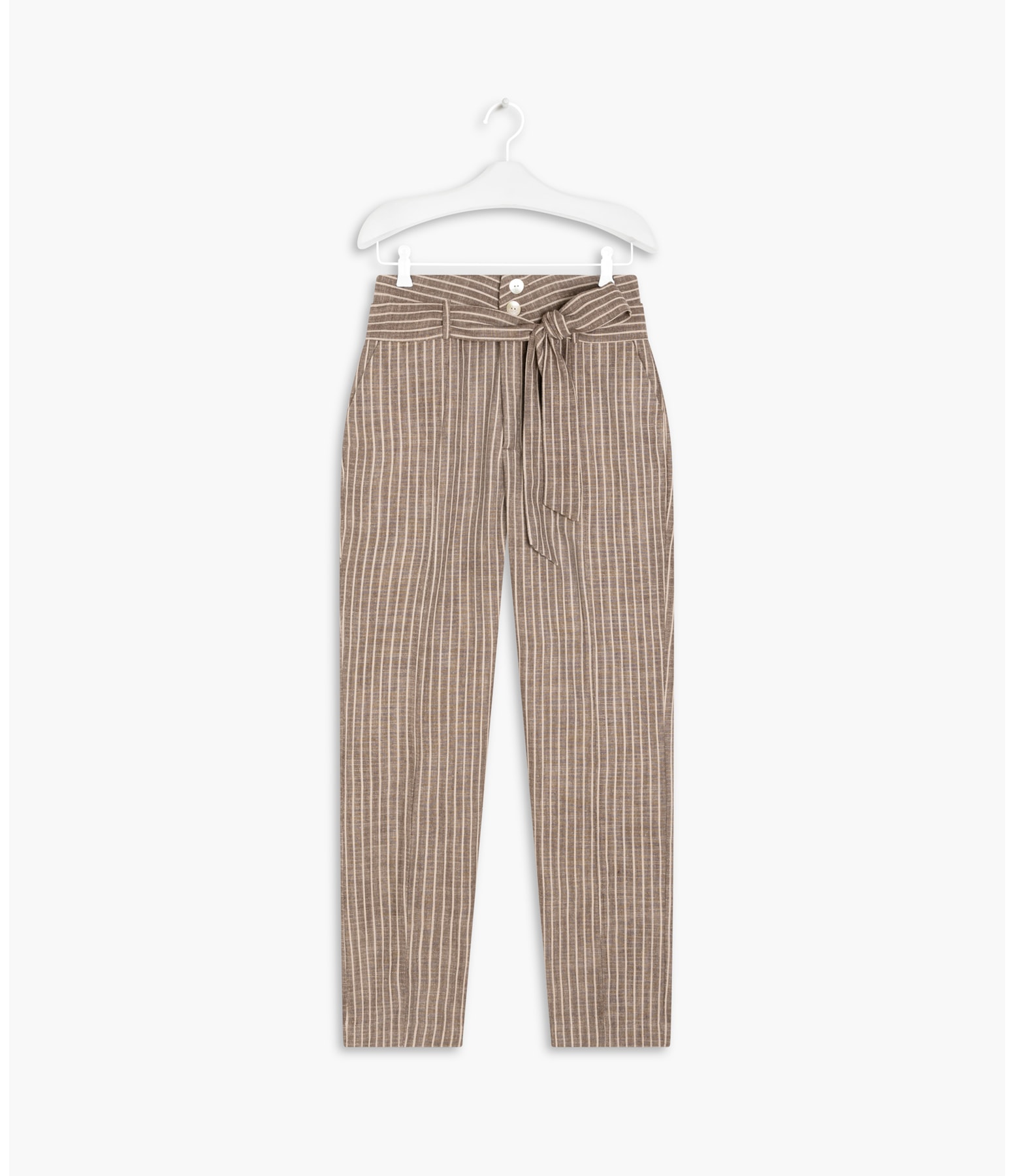 Calça Linho  Zaria Stripe  Ft Marrom