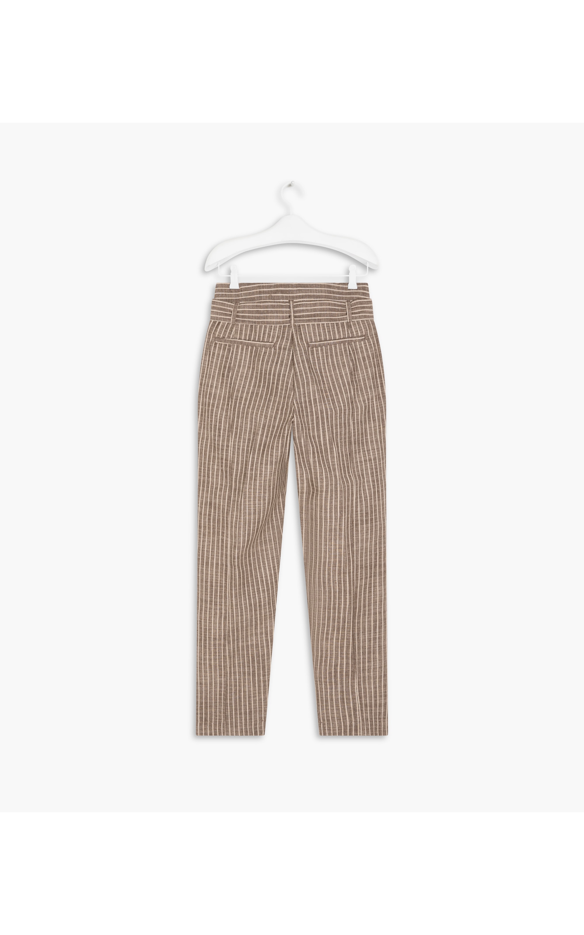 Calça Linho  Zaria Stripe  Ft Marrom