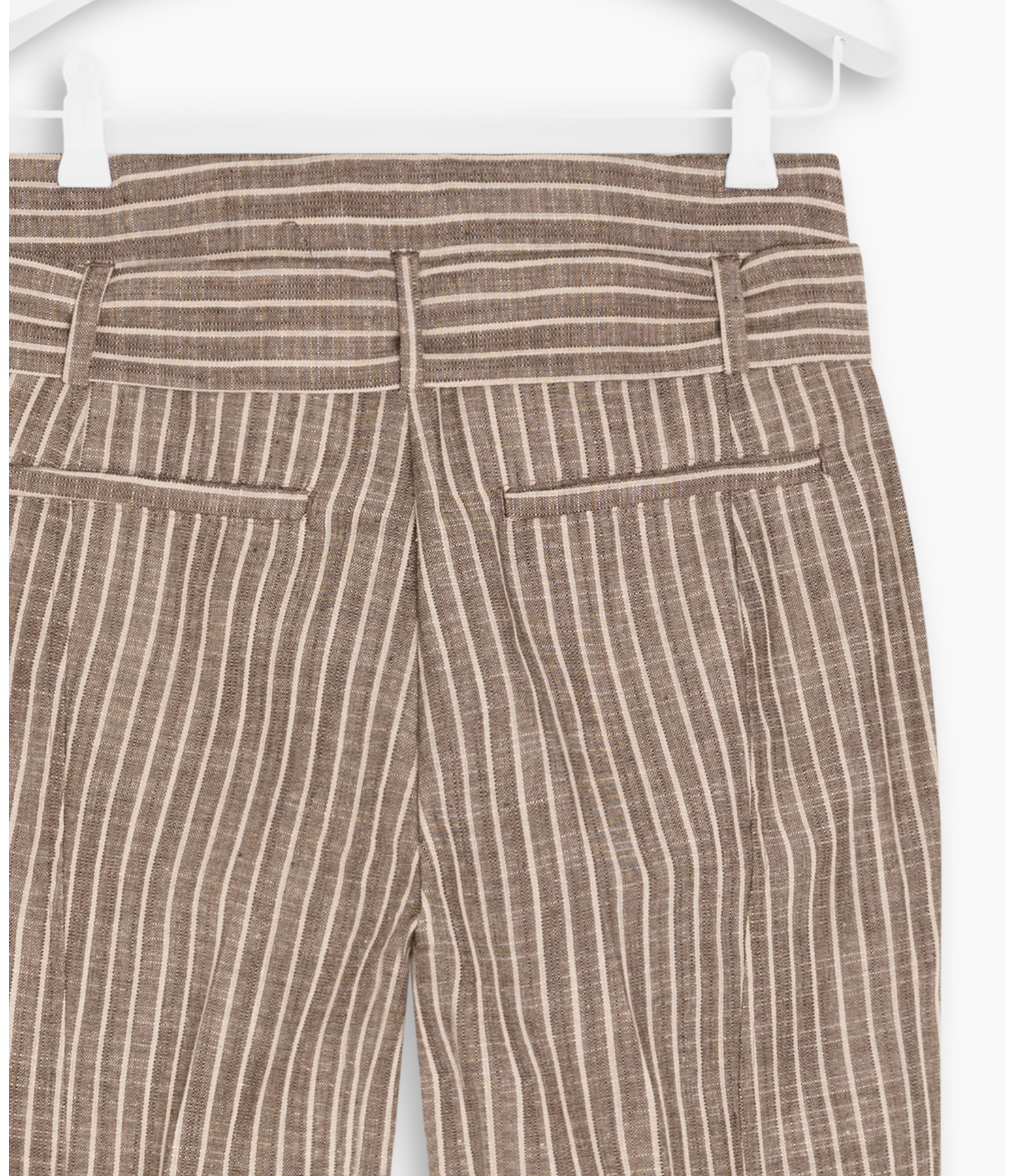 Calça Linho  Zaria Stripe  Ft Marrom