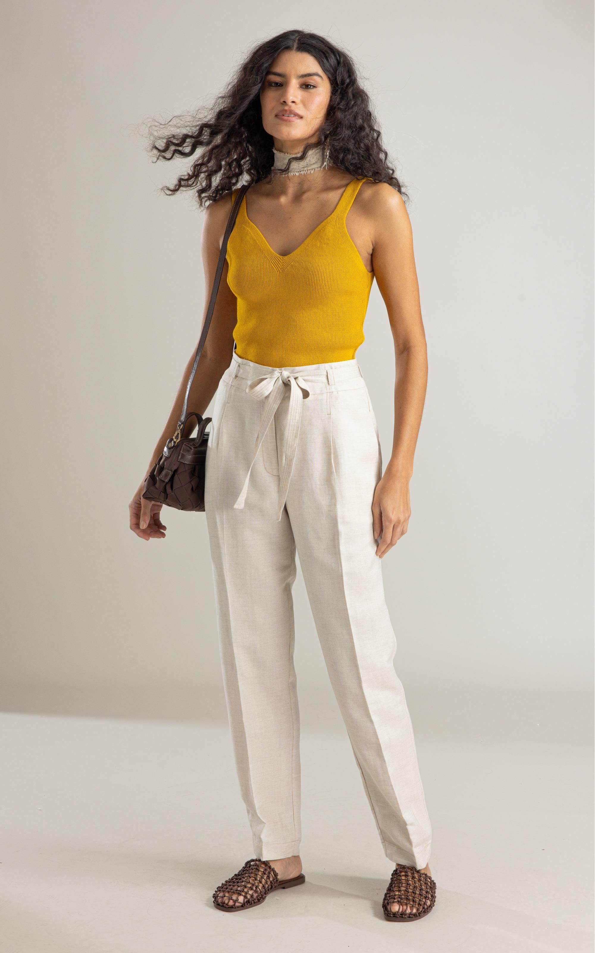 Calca Magnus Basic Fit Linho Blend Areia