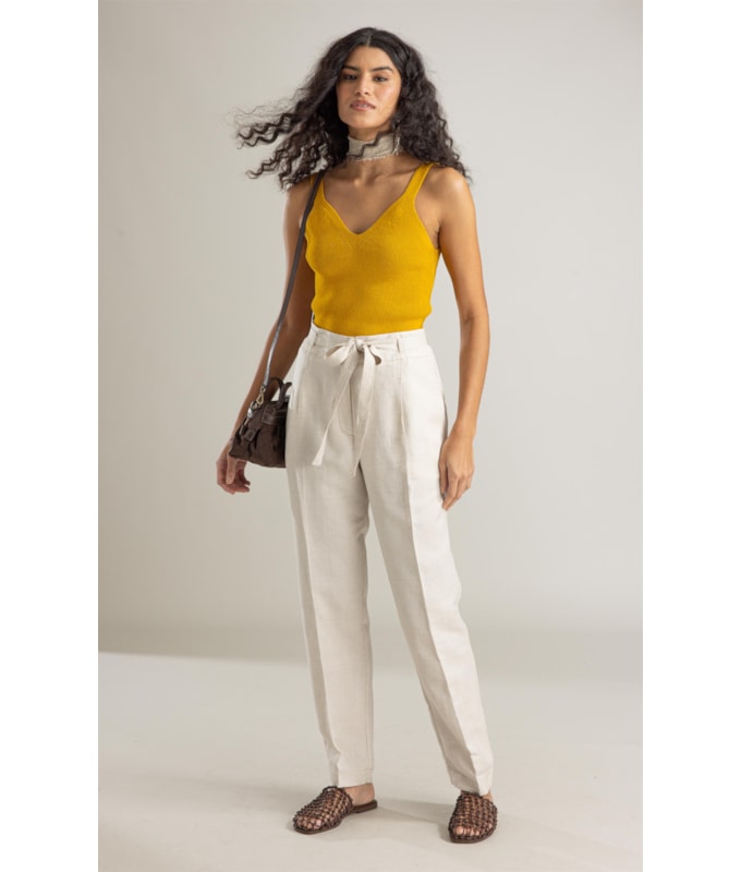 Calca Magnus Basic Fit Linho Blend Areia