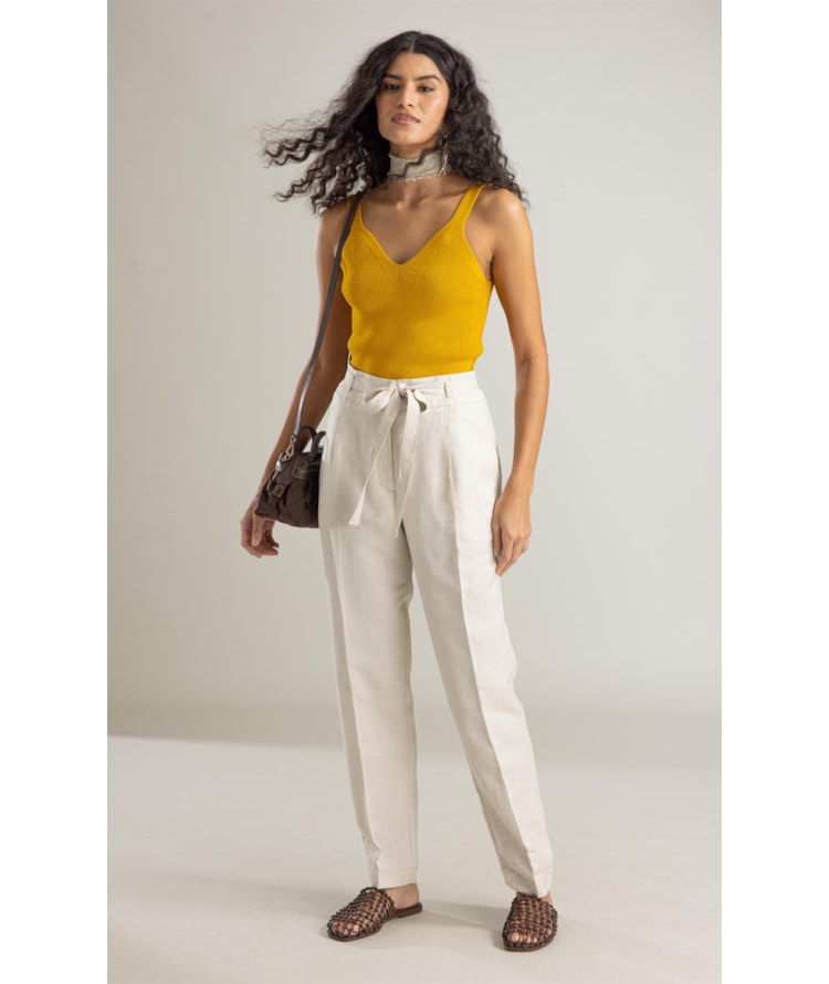 Calca Magnus Basic Fit Linho Blend Areia