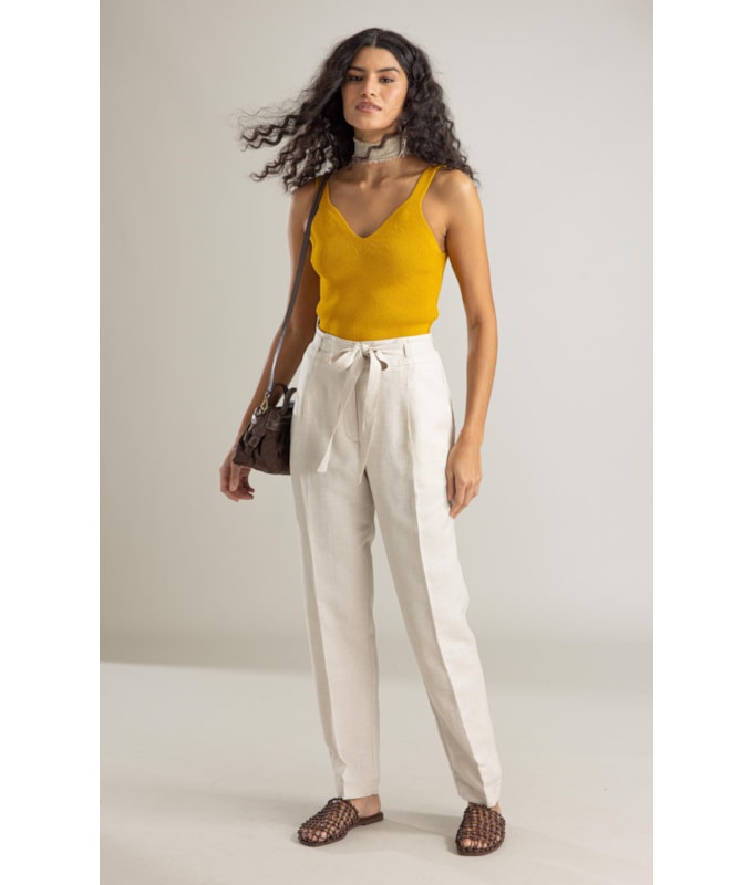 Calca Magnus Basic Fit Linho Blend Areia