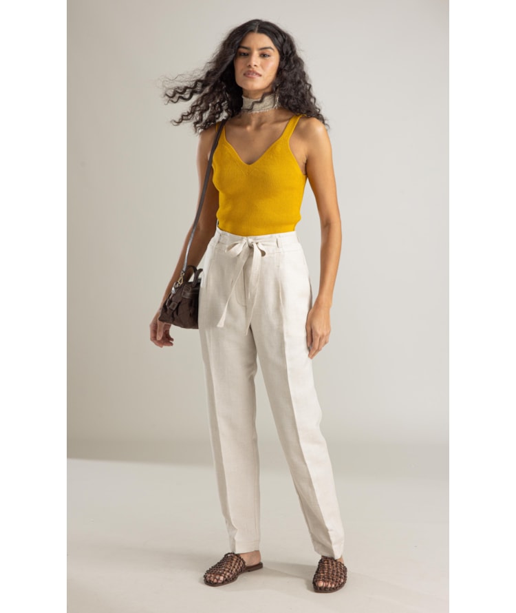 Calca Magnus Basic Fit Linho Blend Areia