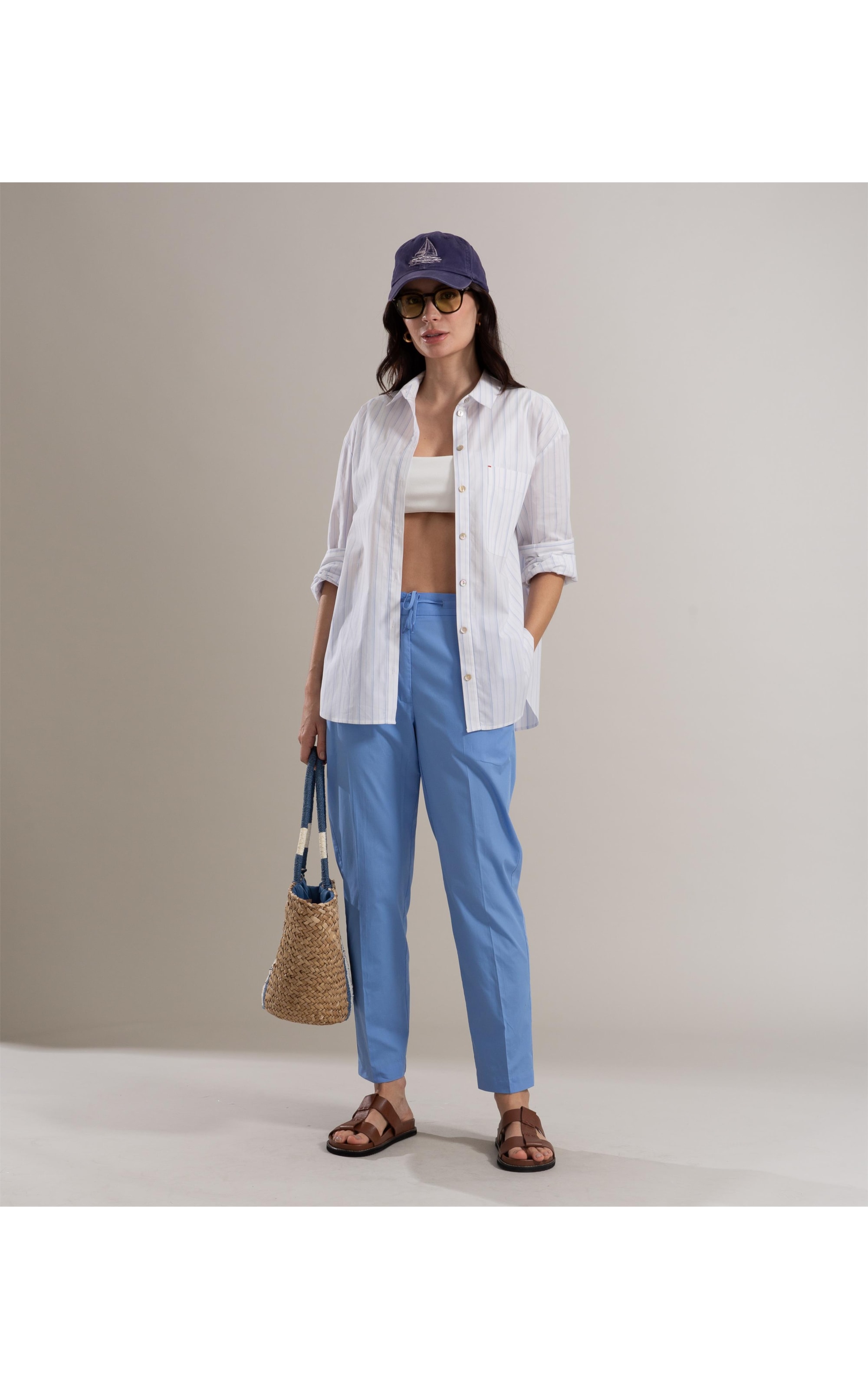 Calça Malta Algodao Azul Pervante