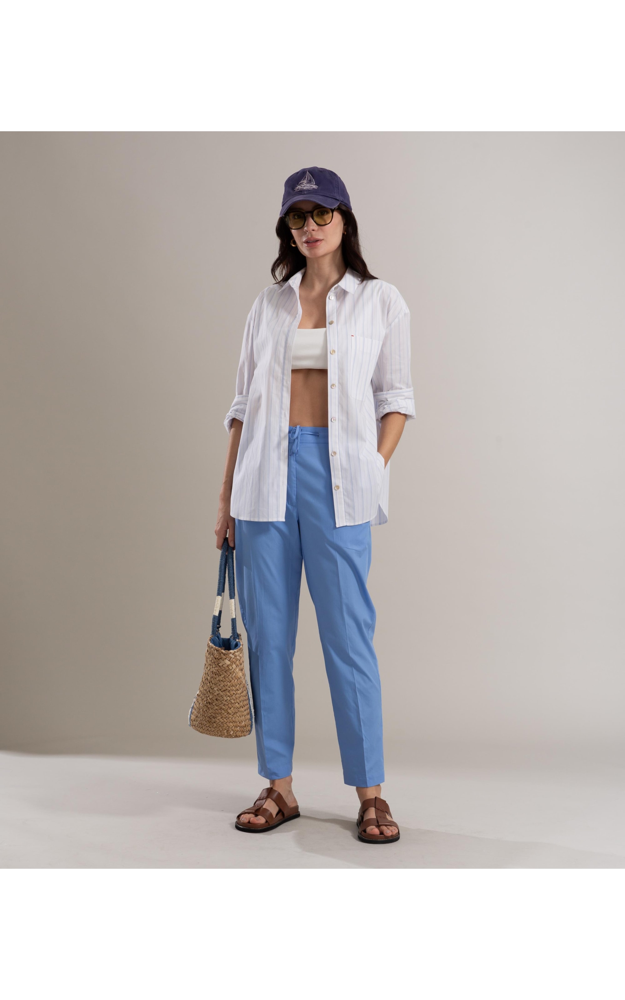 Calça Malta Algodao Azul Pervante