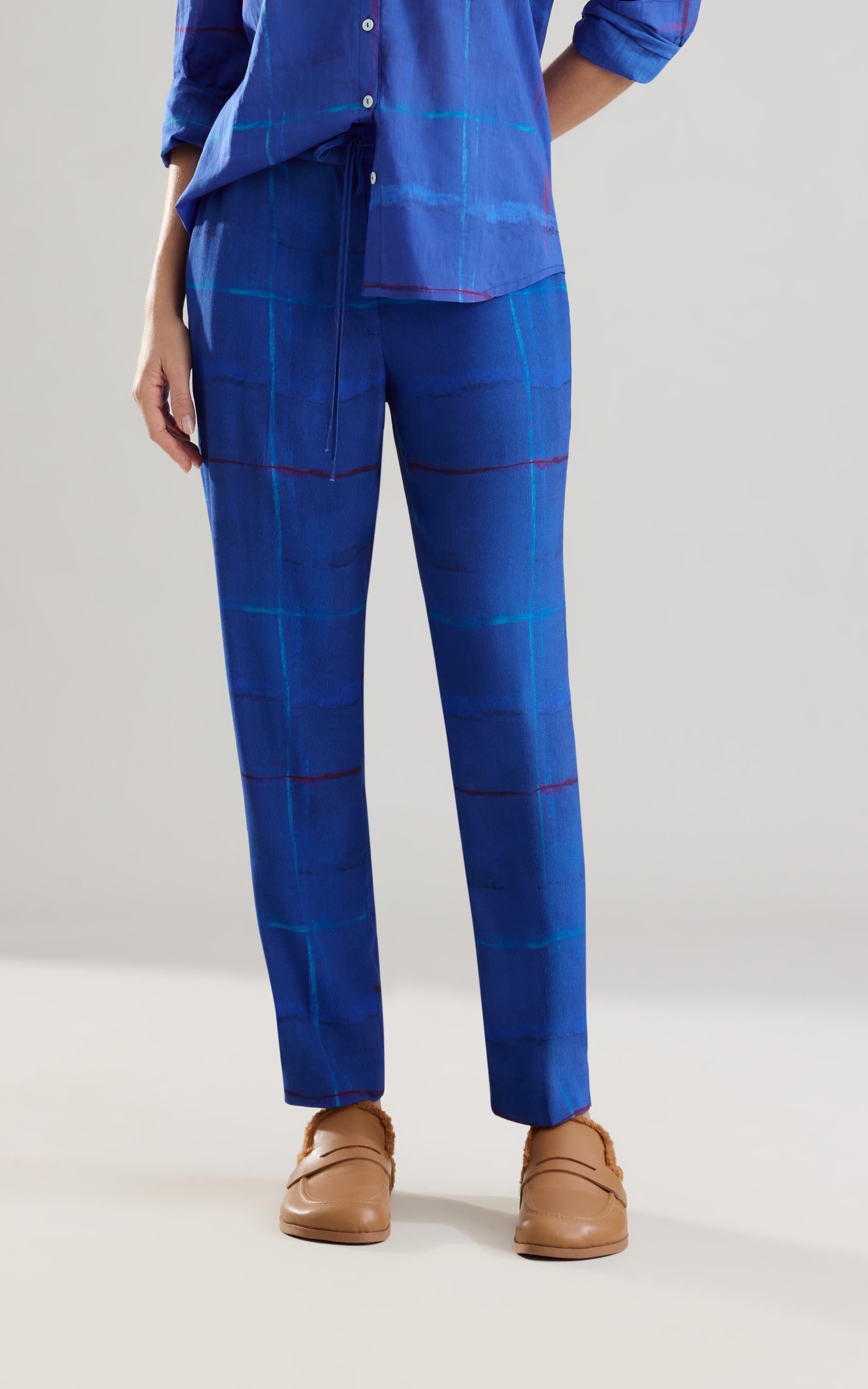 Calça Malta Xadrez Acqua Royal