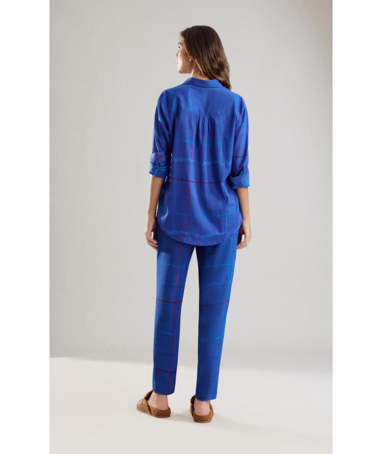 Calça Malta Xadrez Acqua Royal