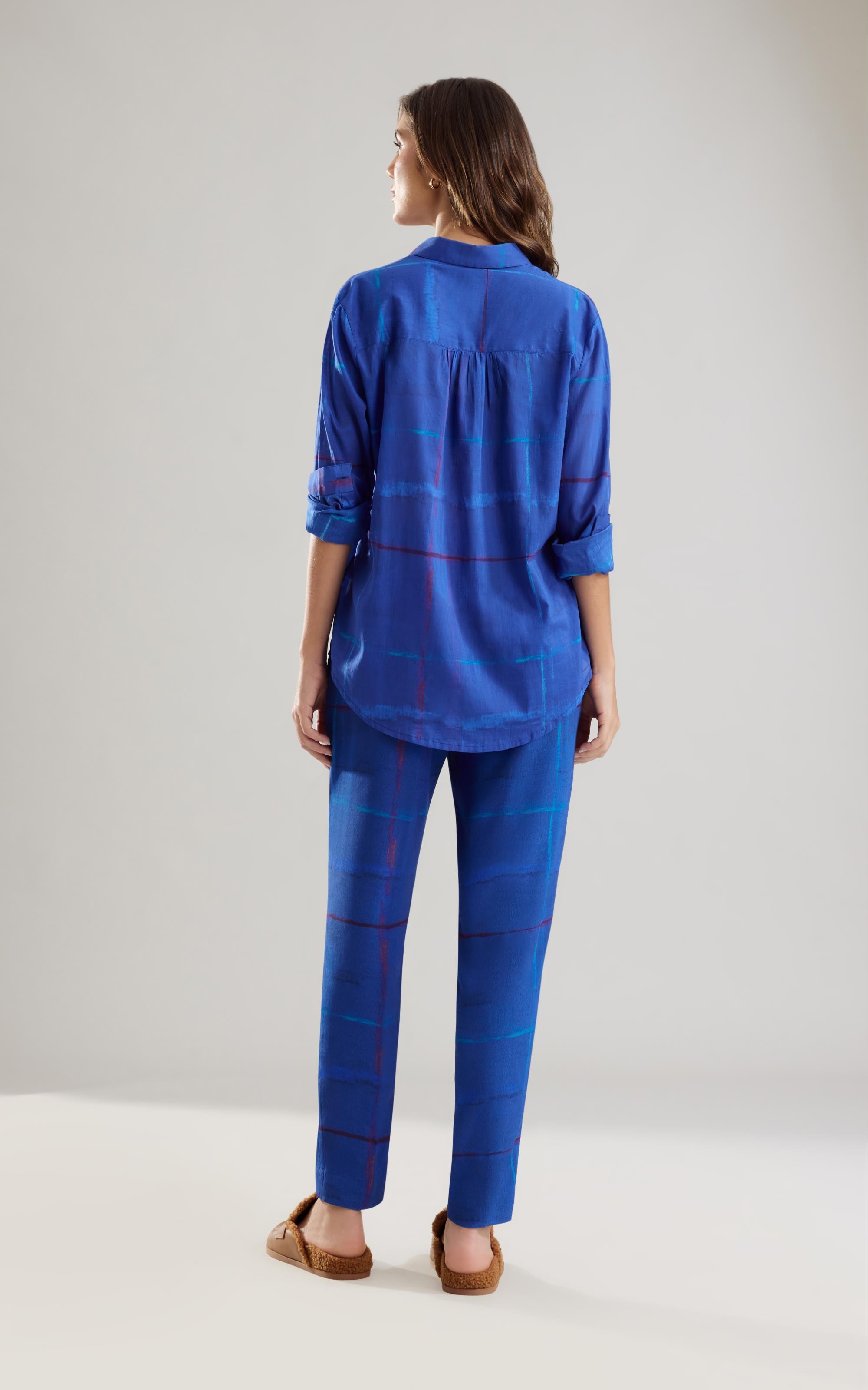 Calça Malta Xadrez Acqua Royal